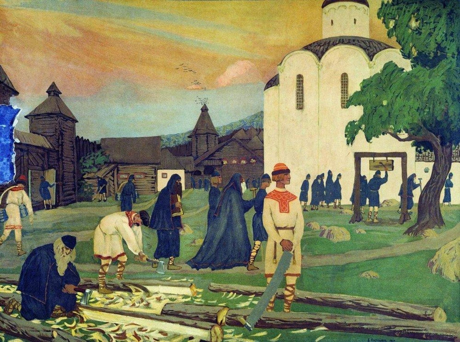 In the monastery by Boris Kustodiev