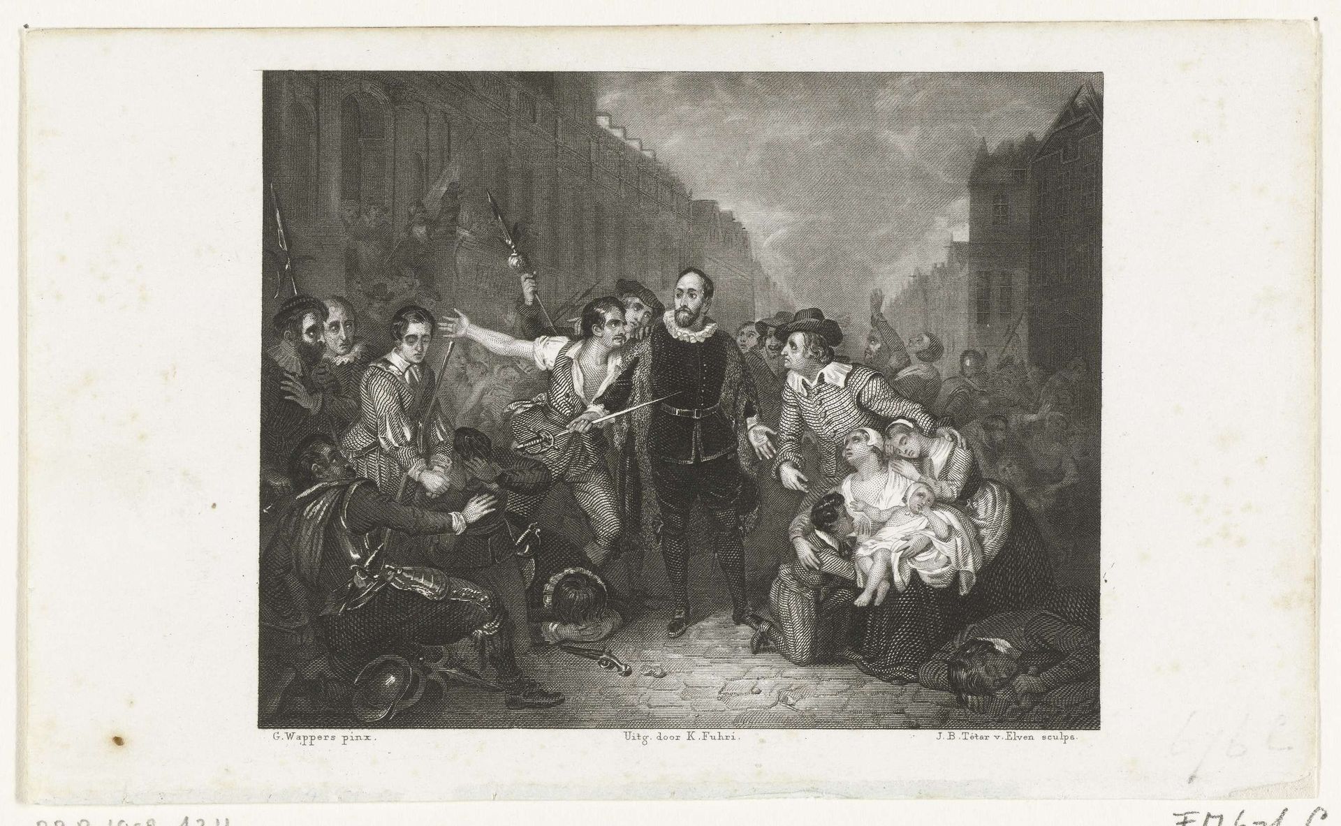 De zelfopoffering van burgemeester Pieter van der Werff, 1574 by Jan Baptist Tetar van Elven