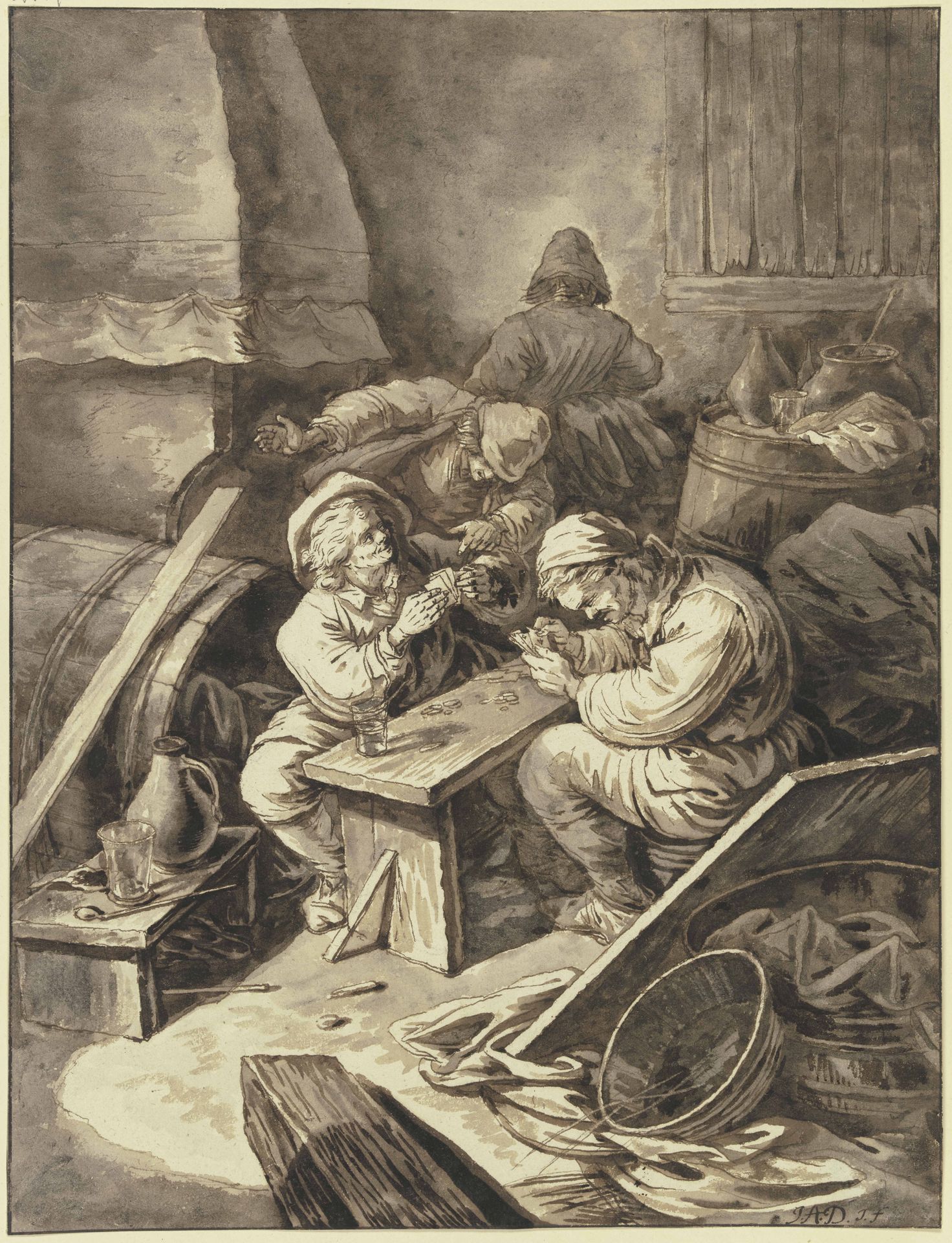 Kartenspielende Bauern in einer Schenke by Johann Albrecht Dietzsch