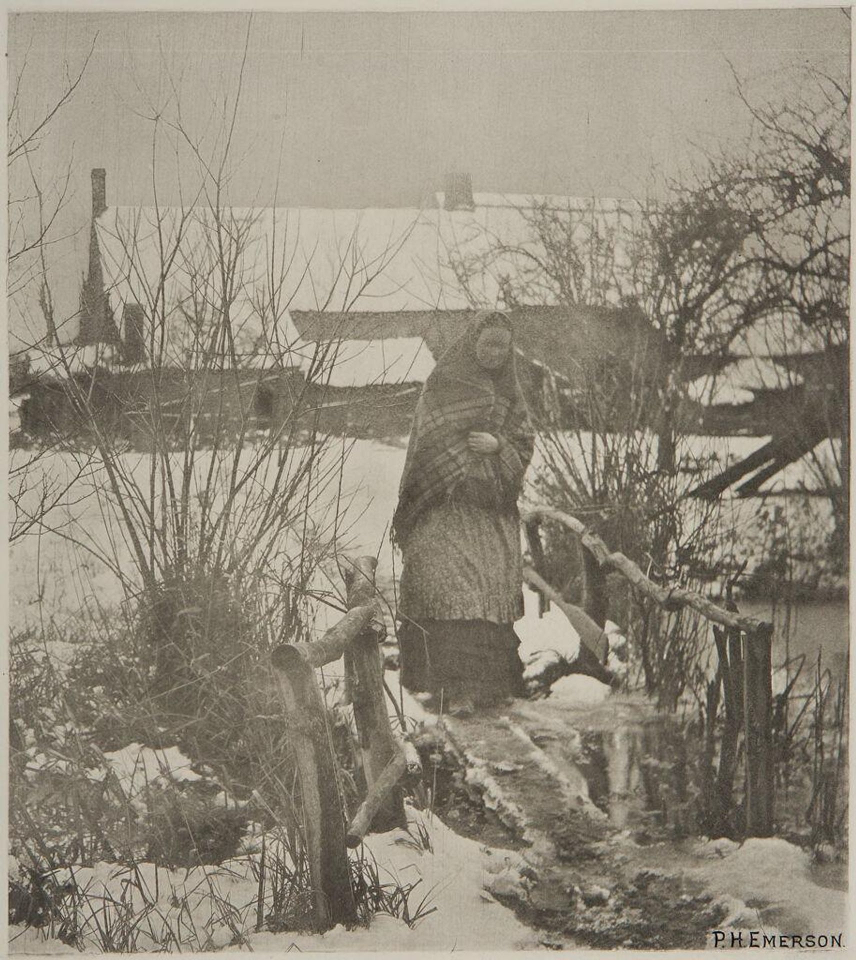 A Slippery Path, Winter Scene by Peter Henry Emerson