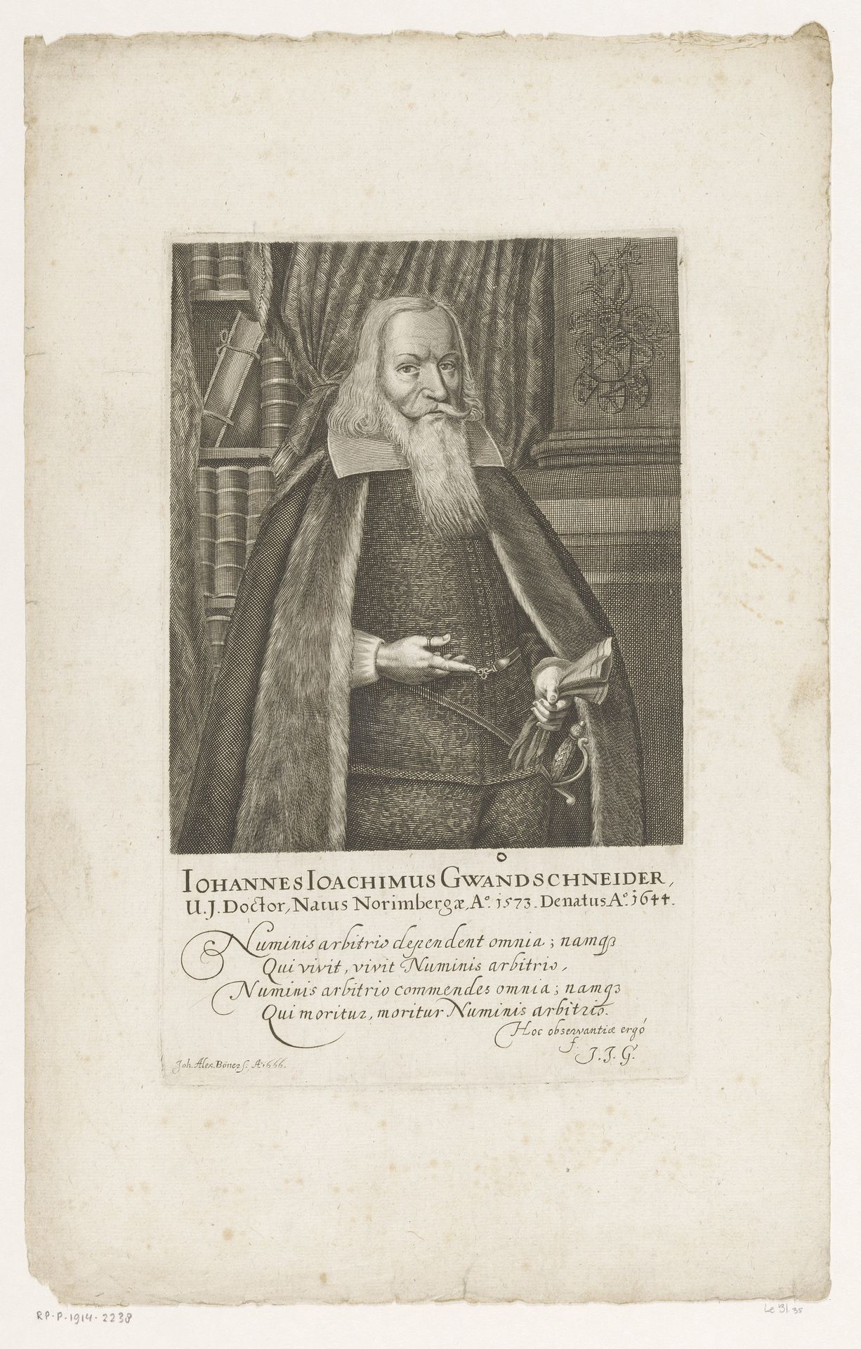 Portret van Johann Joachim I Gwandschneider by Johann Alexander Böner