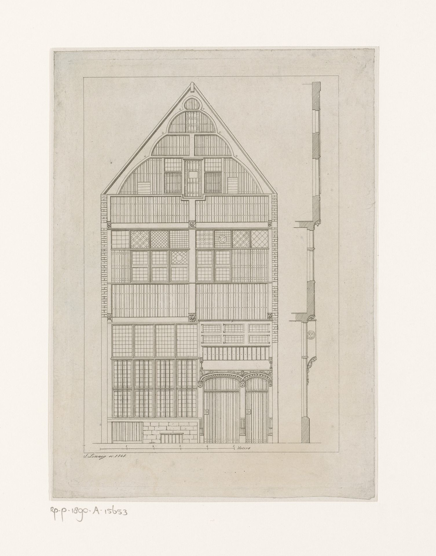 Houten gevel van een woning in de Saucierstraat in Antwerpen by Jean Théodore Joseph Linnig