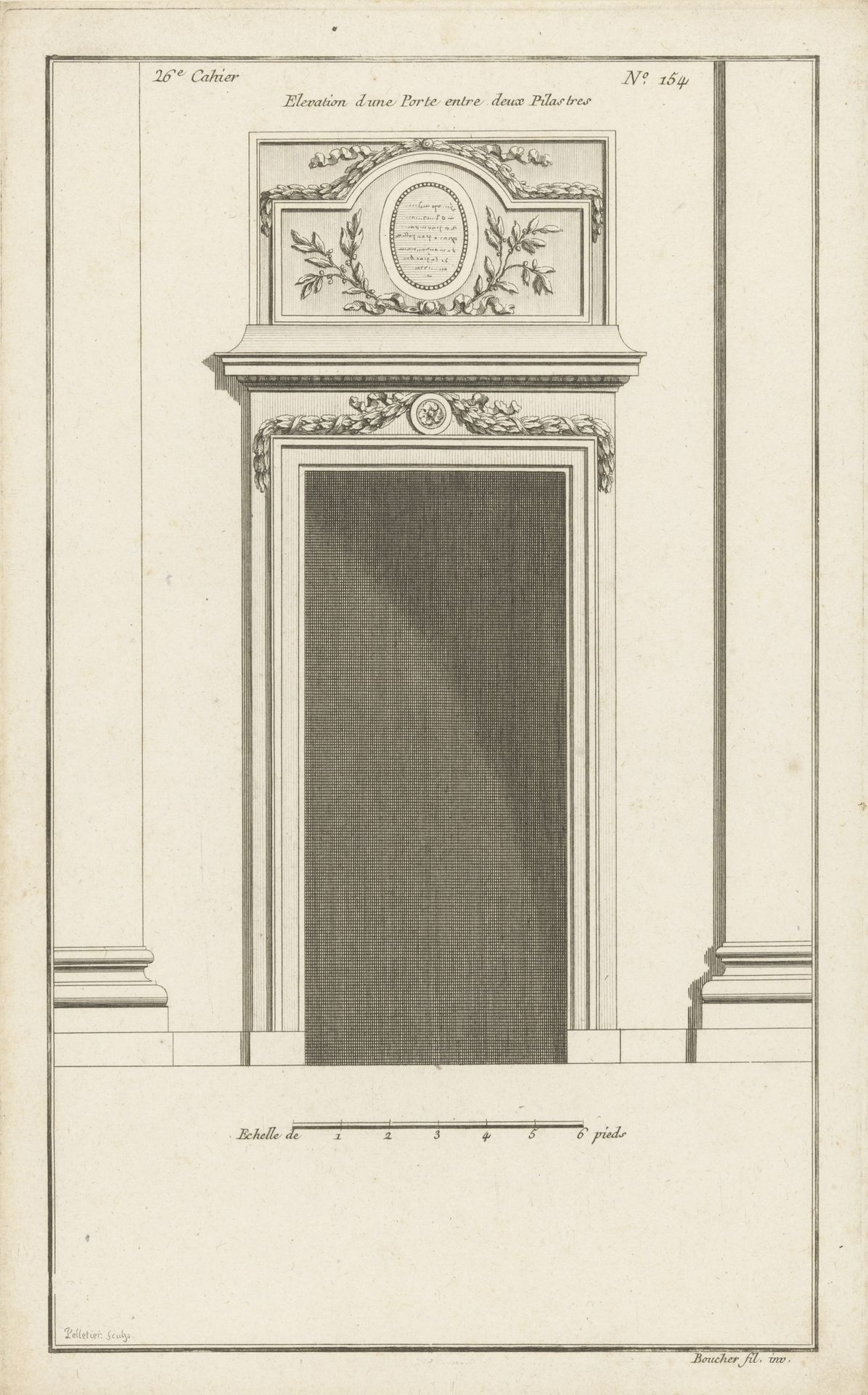 Portaal met medaillon tussen pilasters by Jean Pelletier
