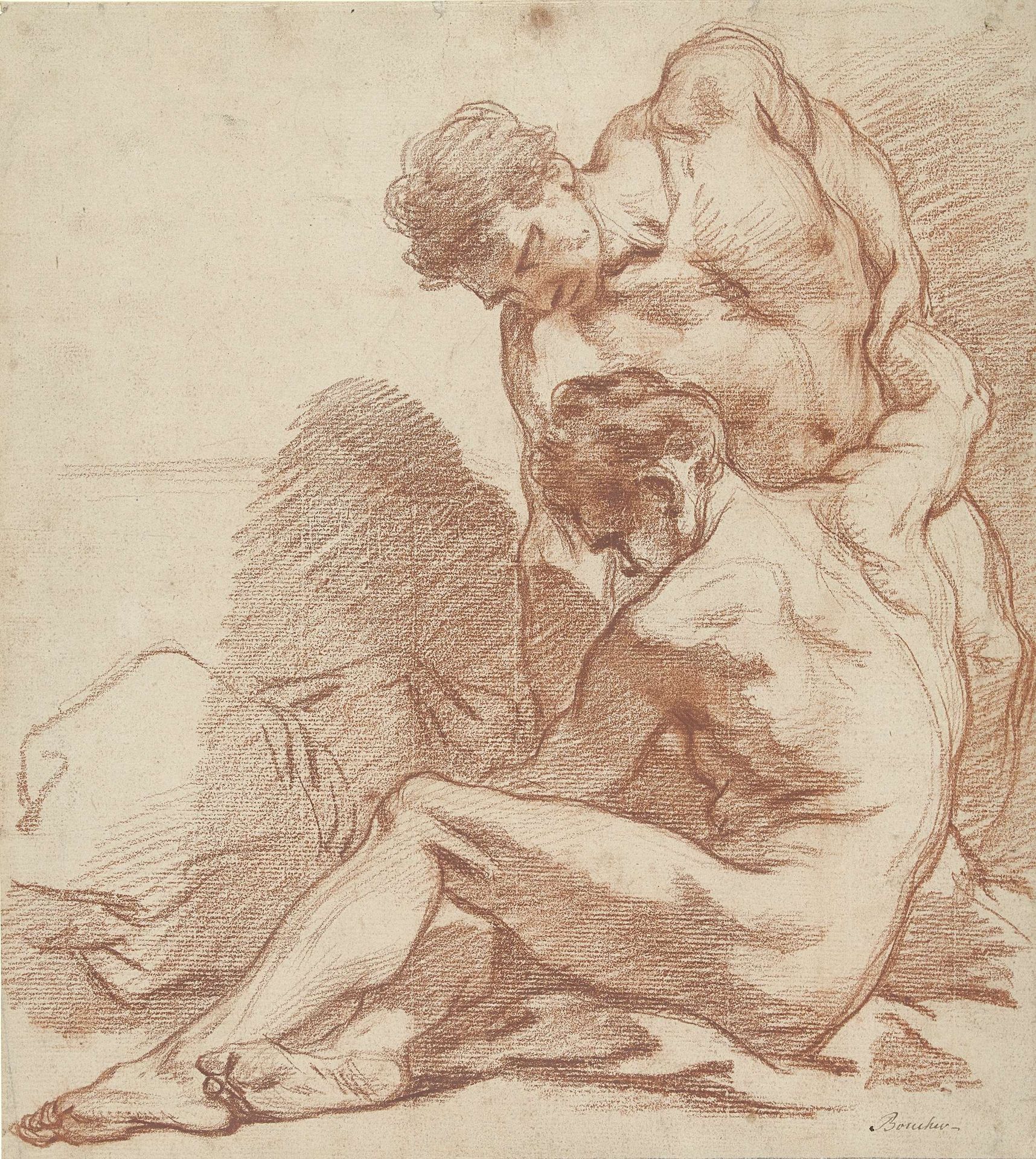 Studie van twee naakte mannen by Francois Boucher