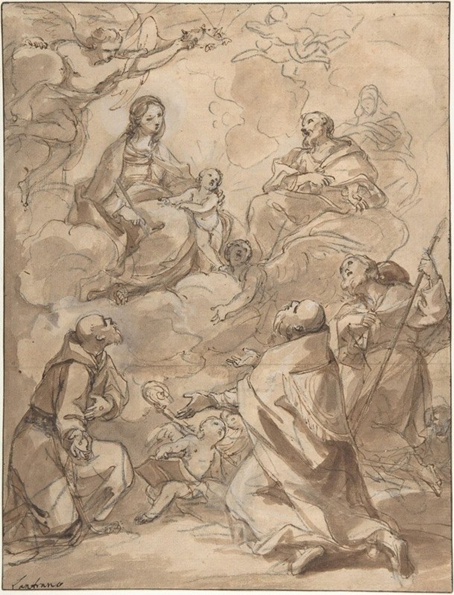 The Holy Family Appearing to St. Francis, St. Augustine, and St. Roch by Charles-Joseph Natoire