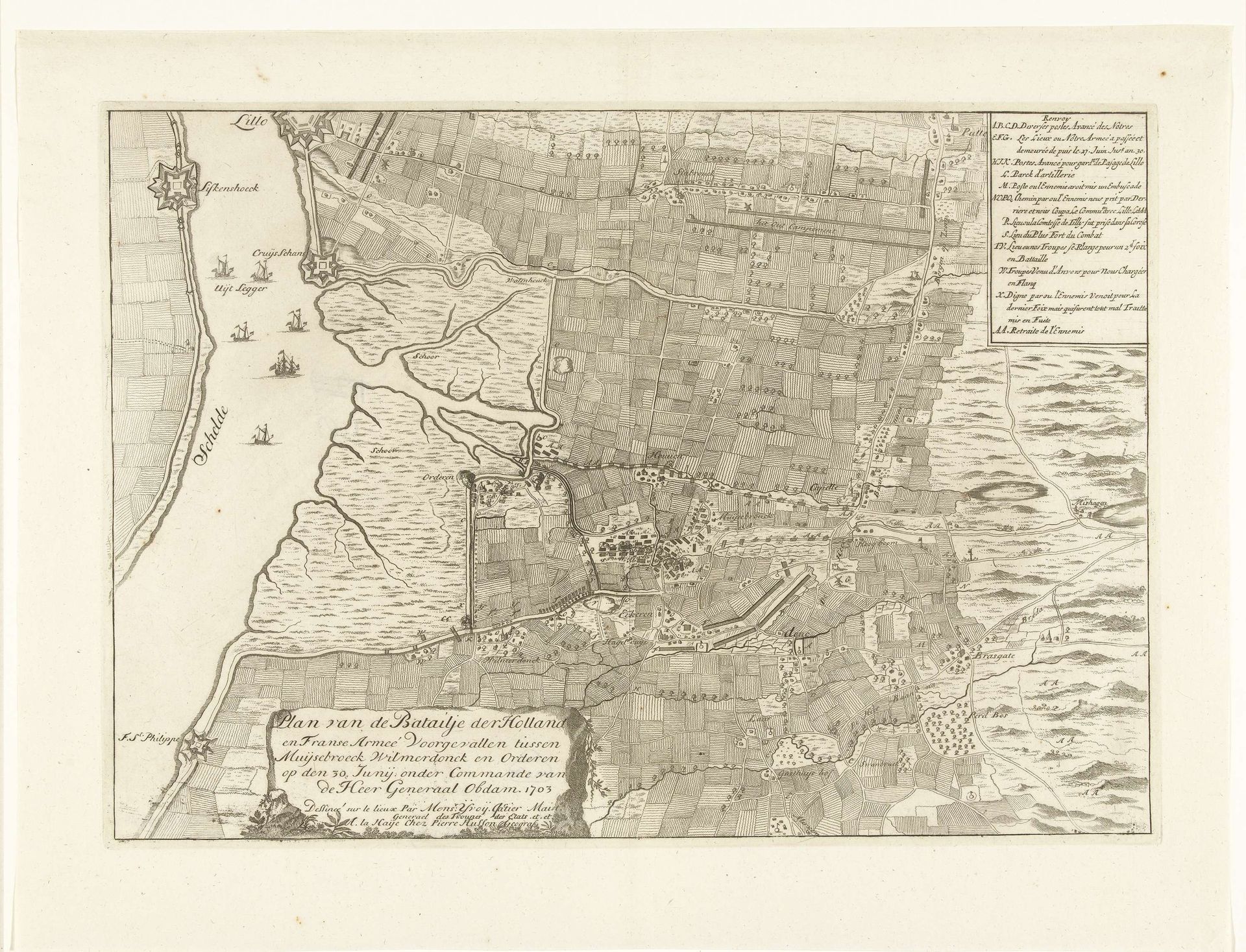 Kaart van de veldslag bij Ekeren, 1703 by Anonymous