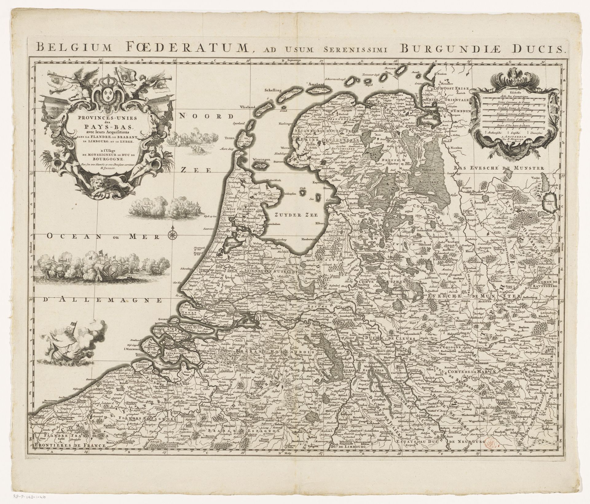 Kaart van de Republiek der Zeven Verenigde Nederlanden en omliggende gebieden by Pieter (I) Mortier