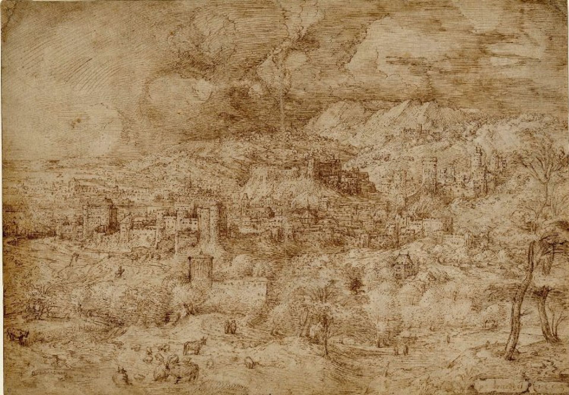 Landscape with a fortified town by Pieter Bruegel the Elder