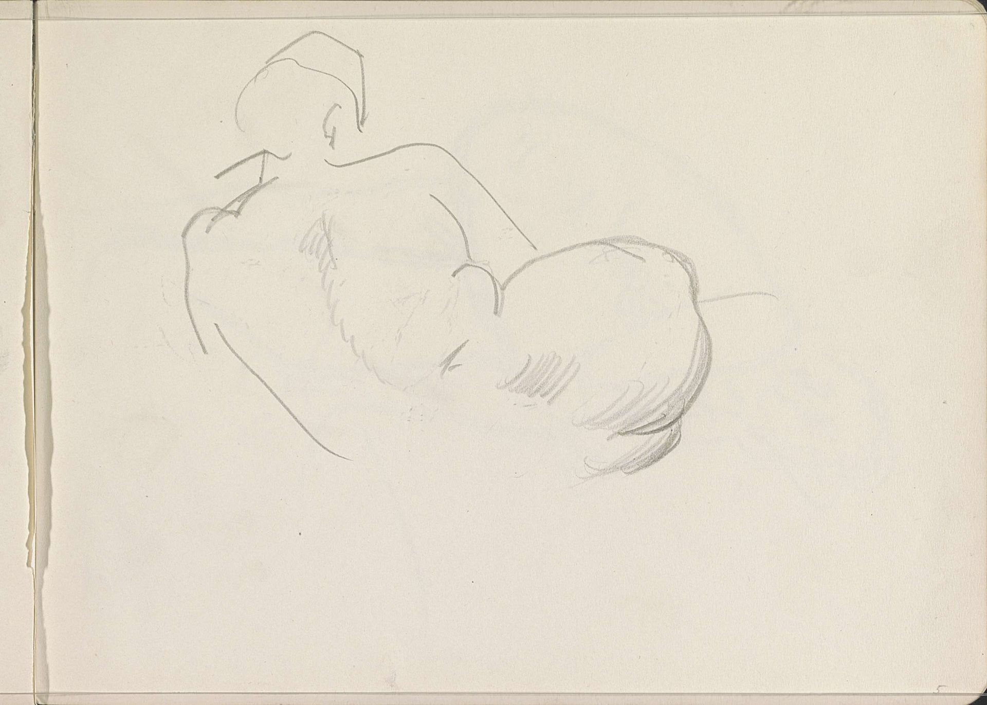 Liggend vrouwelijk naakt, op de rug gezien by Isaac Israels