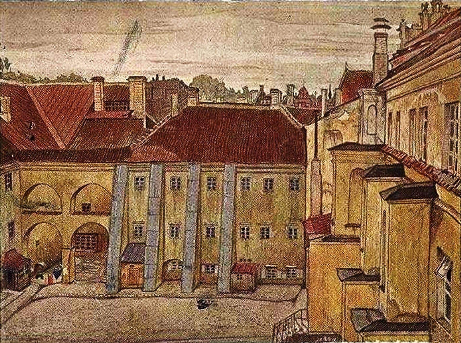 Vilno. In the courtyard of old University. by Mstislav Dobuzhinsky