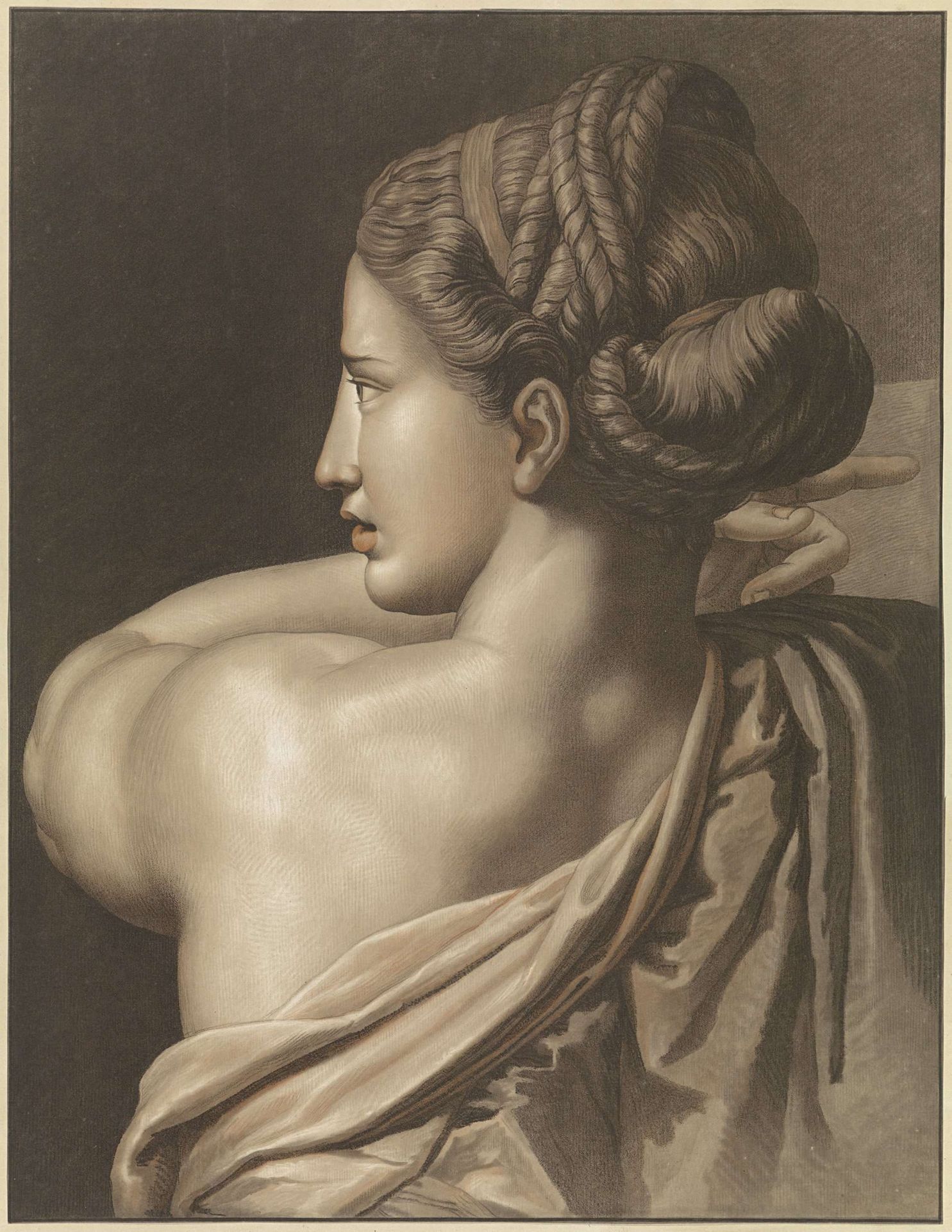 Vrouw wijzend, op de rug gezien by Gilles Demarteau