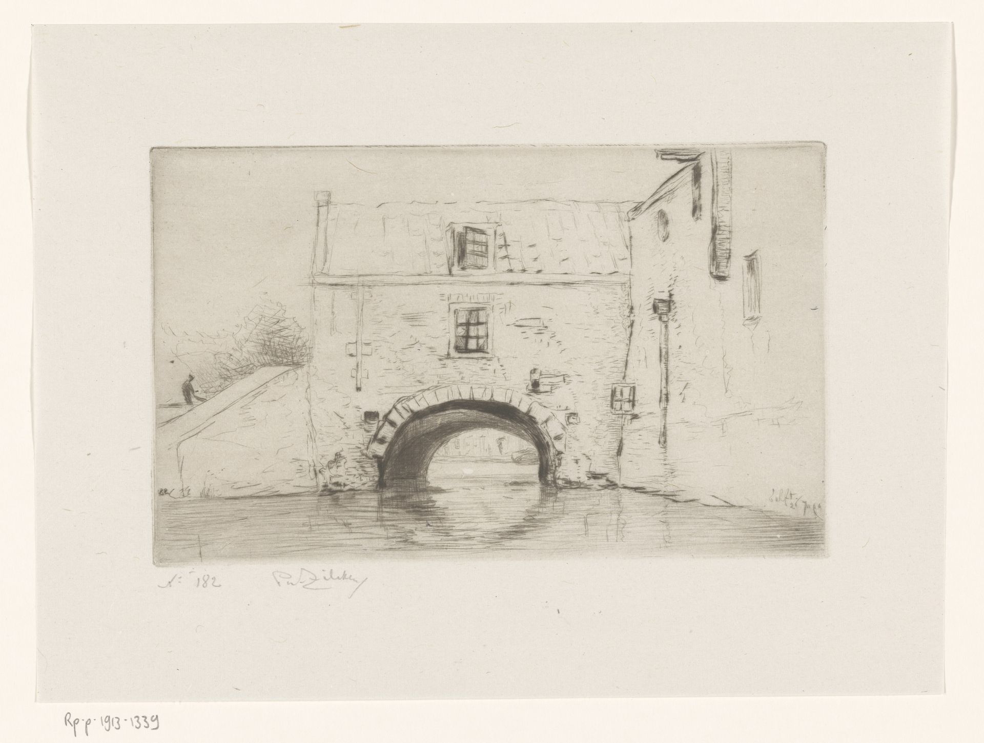 Gezicht vanaf de gracht op de Oostpoort, te Delft by Philip Zilcken