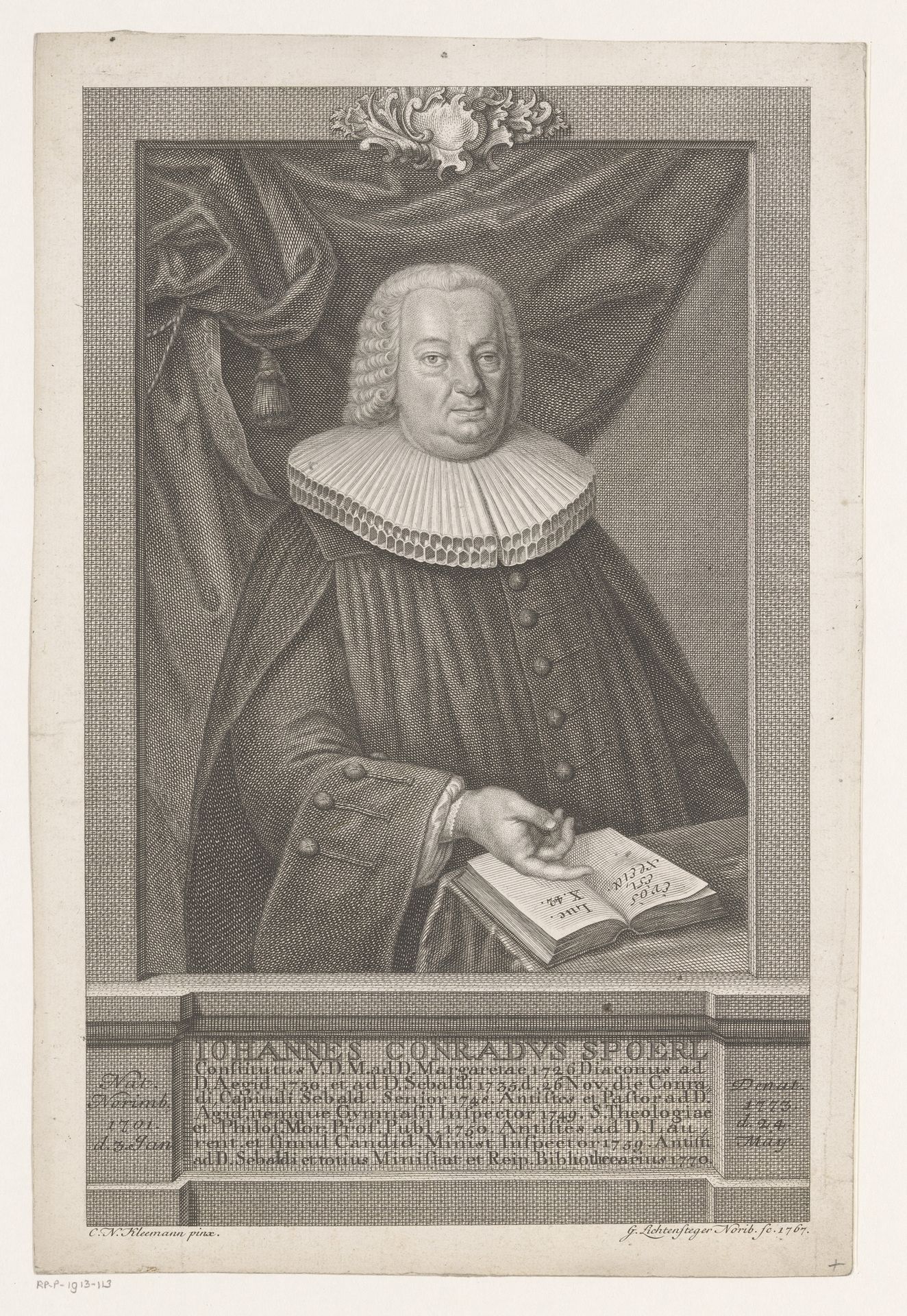 Portret van Johann Konrad Spoerl by Georg Lichtensteger