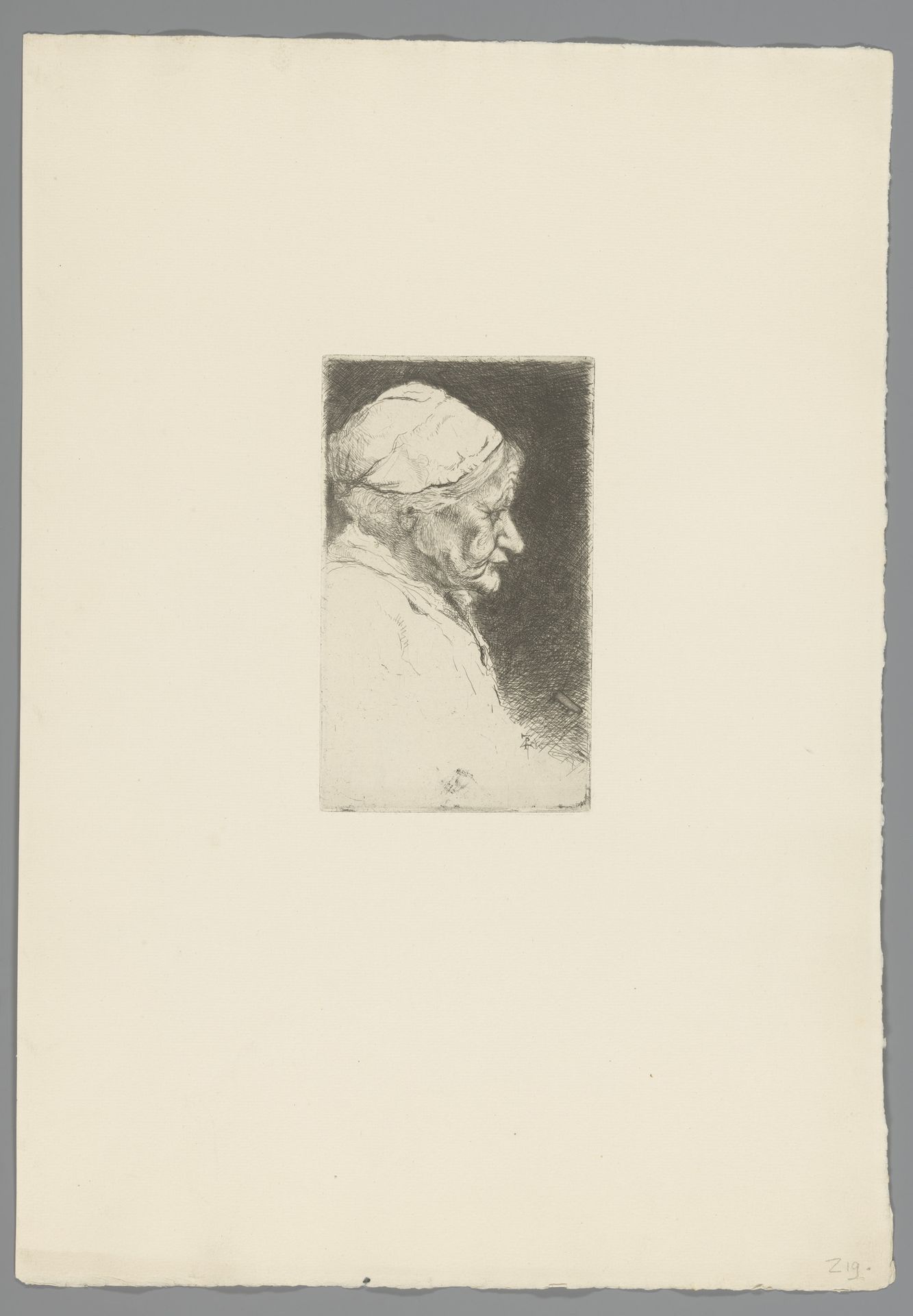 Portret van een oude vrouw, en profil by Philip Zilcken