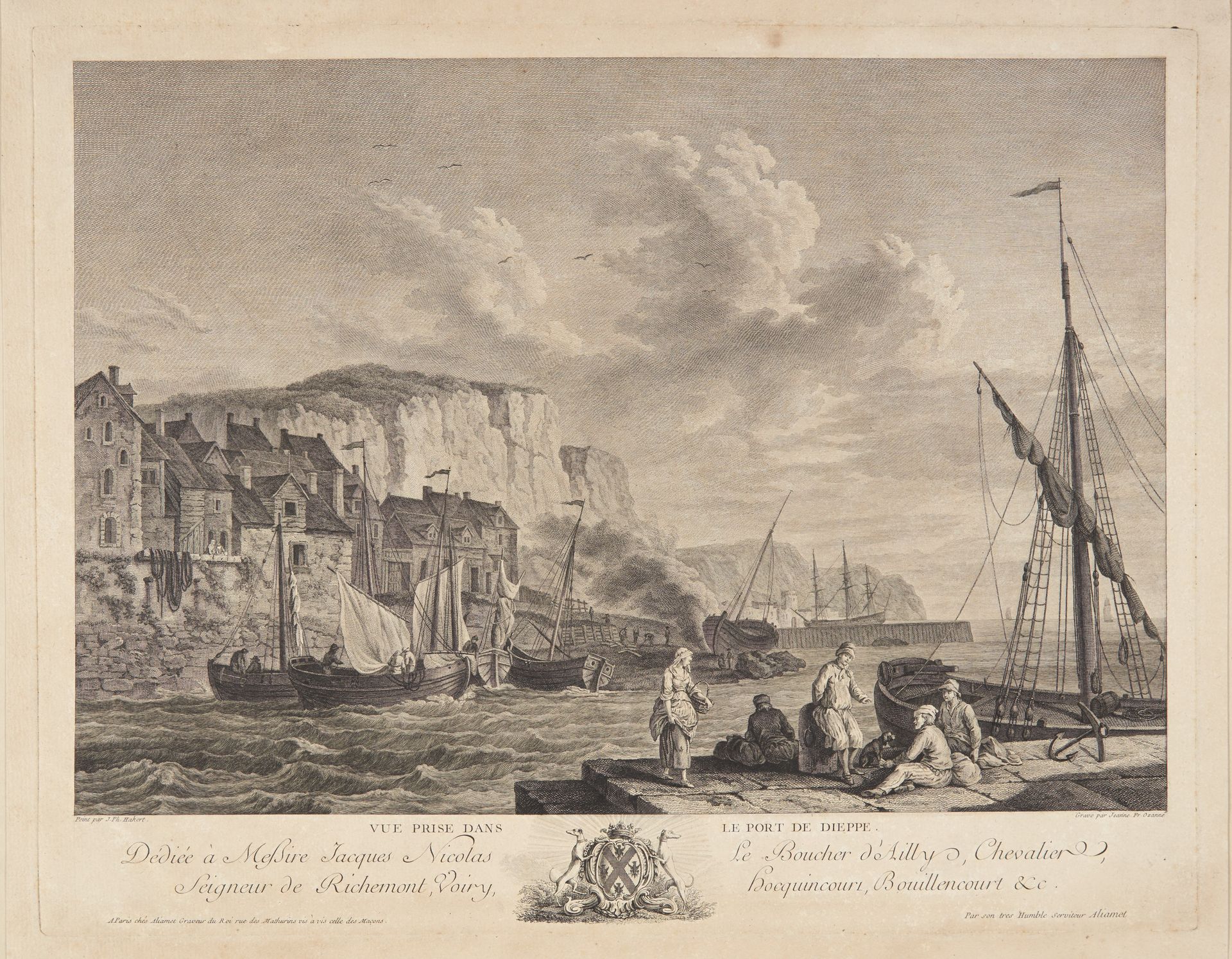 Udsigt over Dieppe havn (Vue prise dans le port de Dieppe) by Jeanne Françoise Ozanne