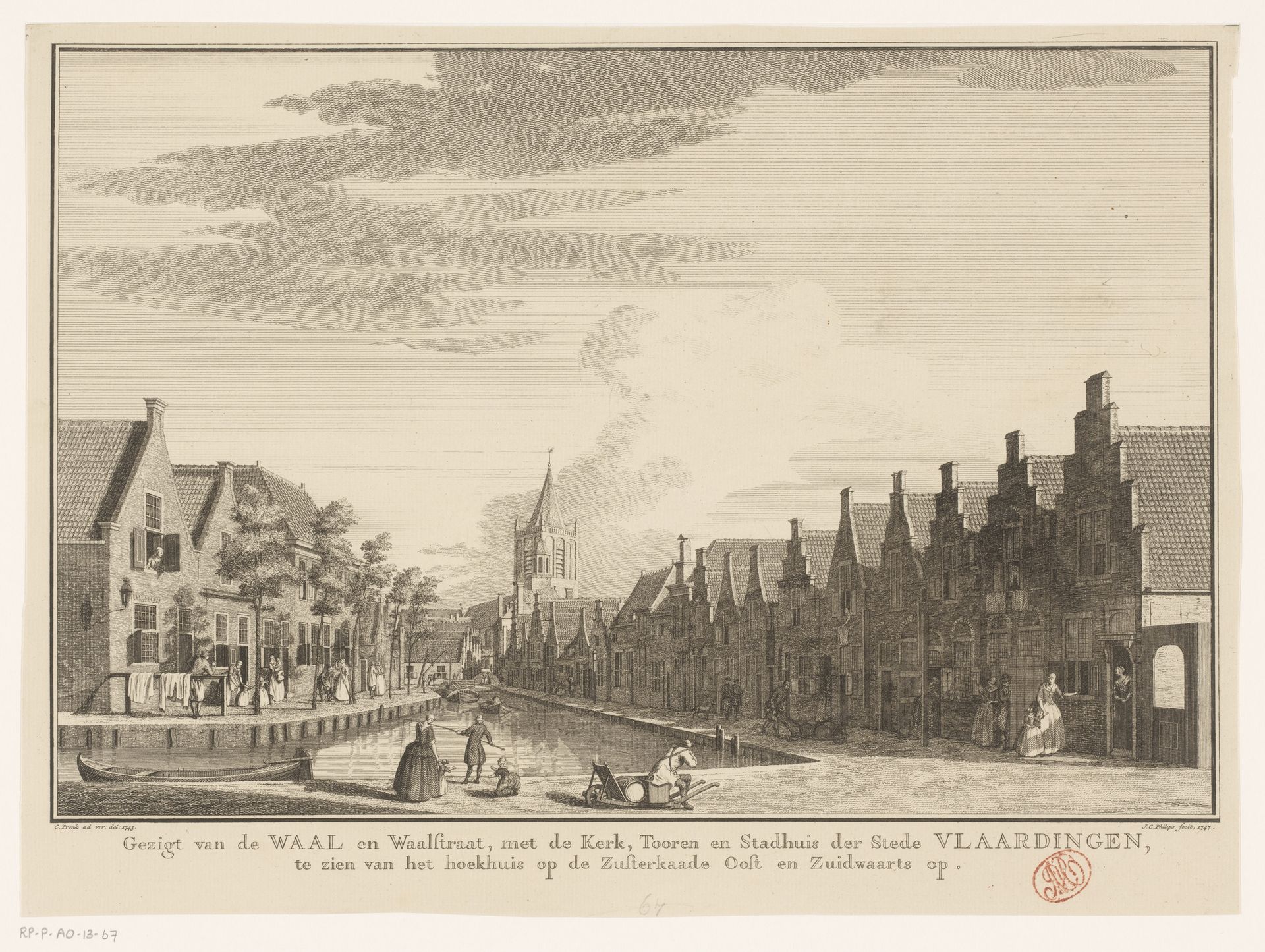 Gezicht op de Waal en Waalstraat te Vlaardingen by Jan Caspar Philips