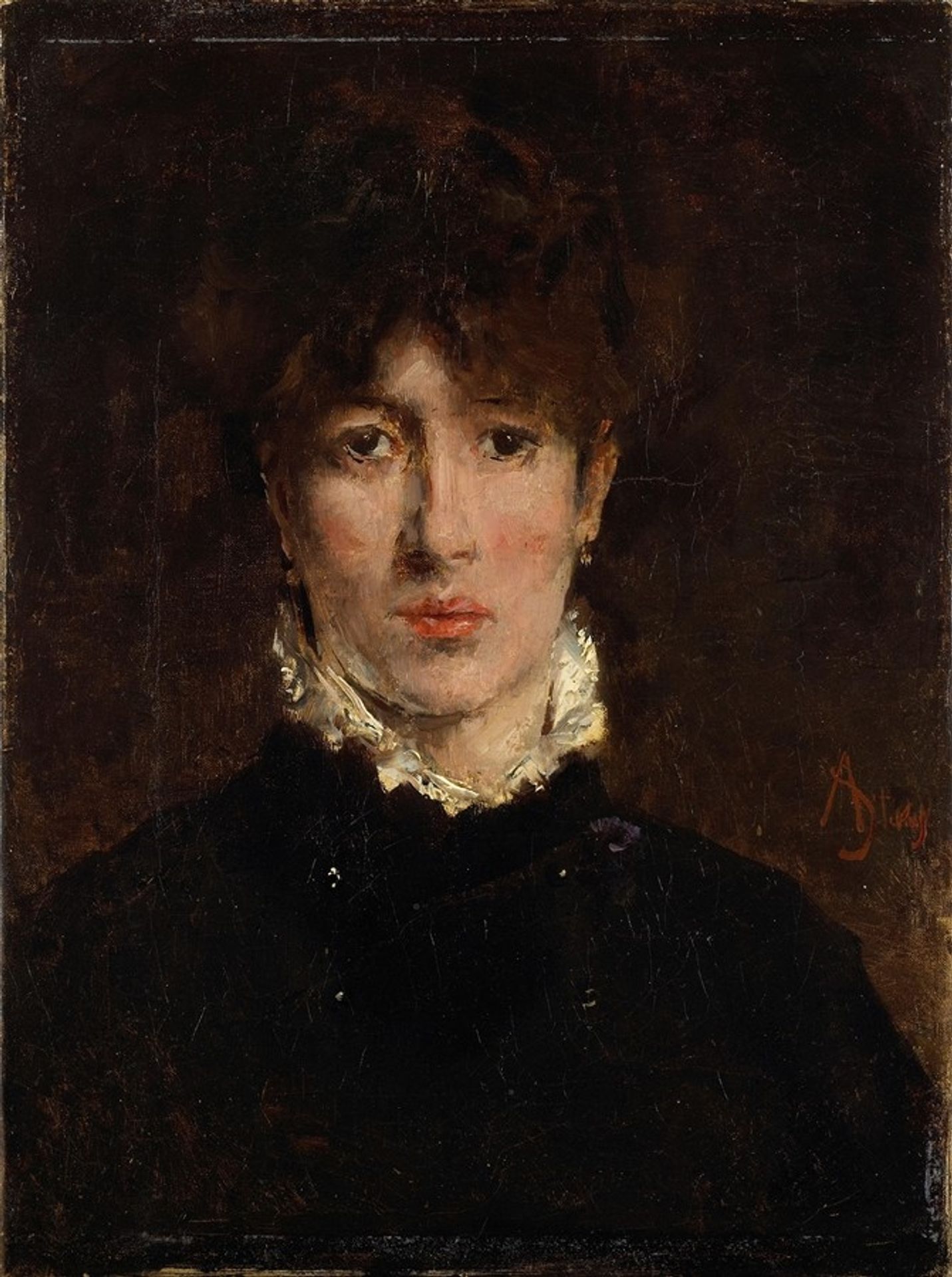 A portrait of a woman, thought to be Sarah Bernhardt by Alfred Stevens