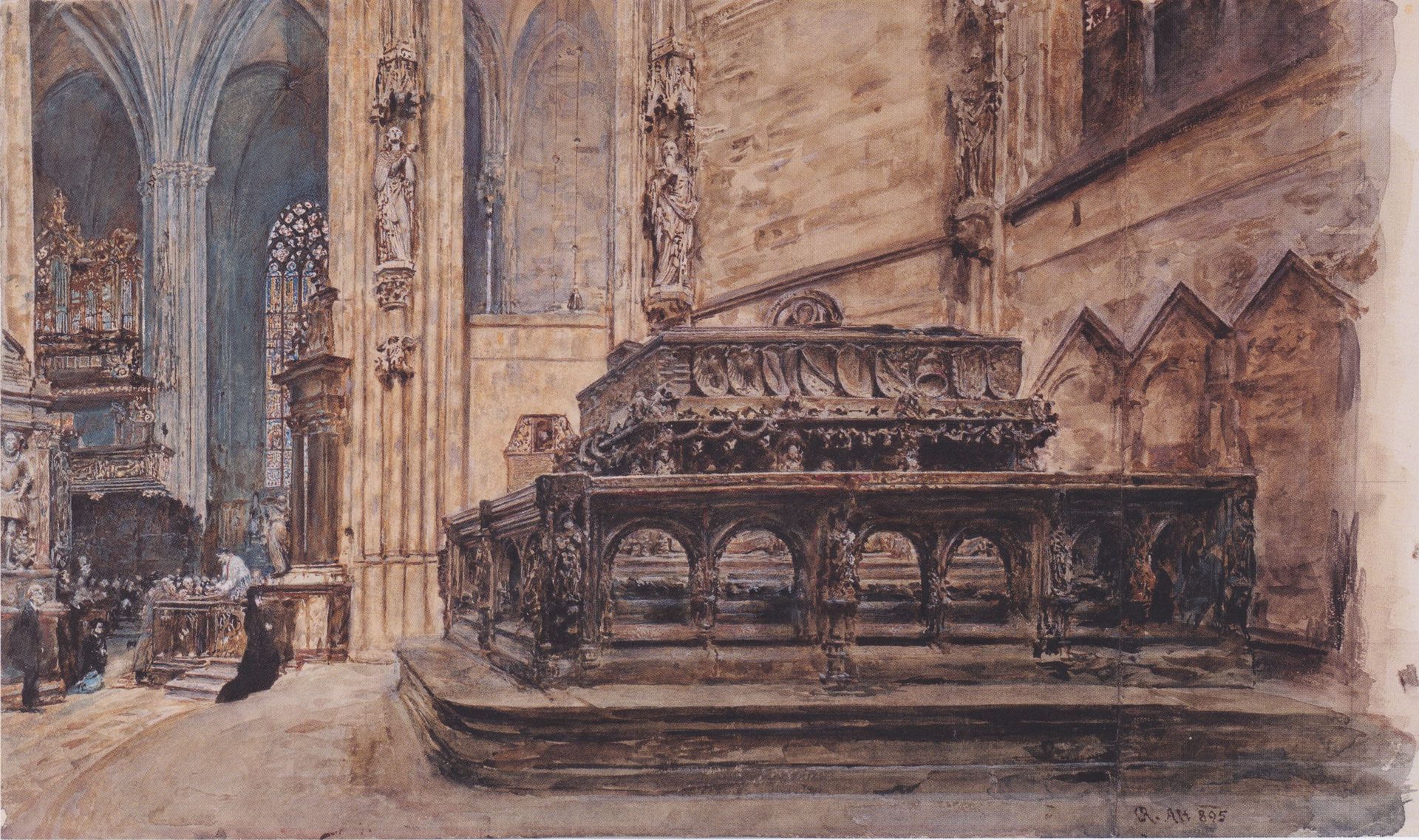 The tomb of Emperor Frederick III in the Stephansdom in Vienna by Rudolf von Alt