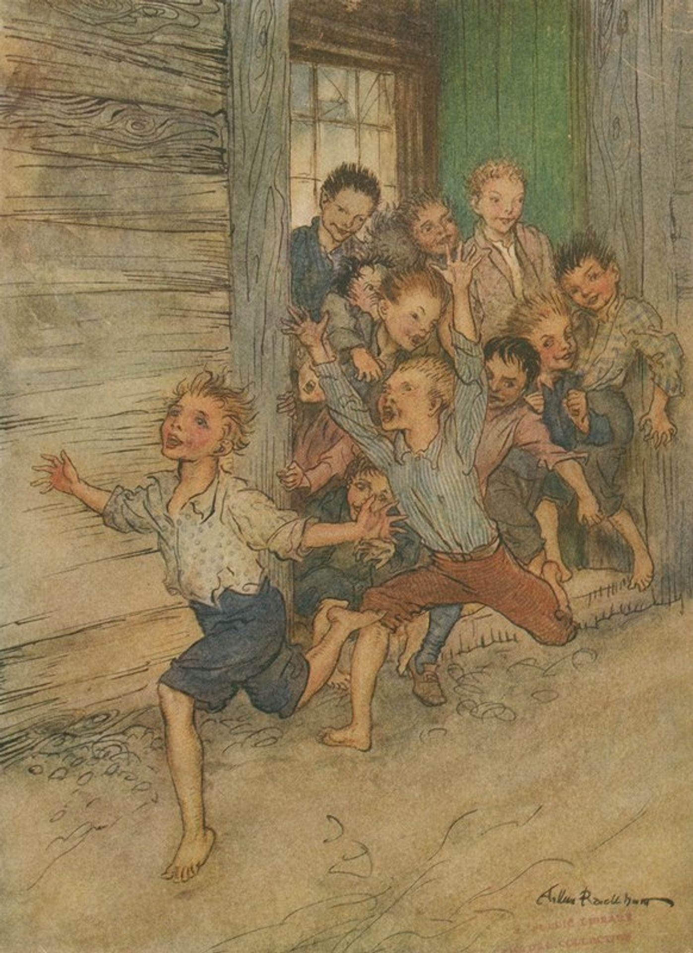 Bursting forth like a legion of young imps by Arthur Rackham