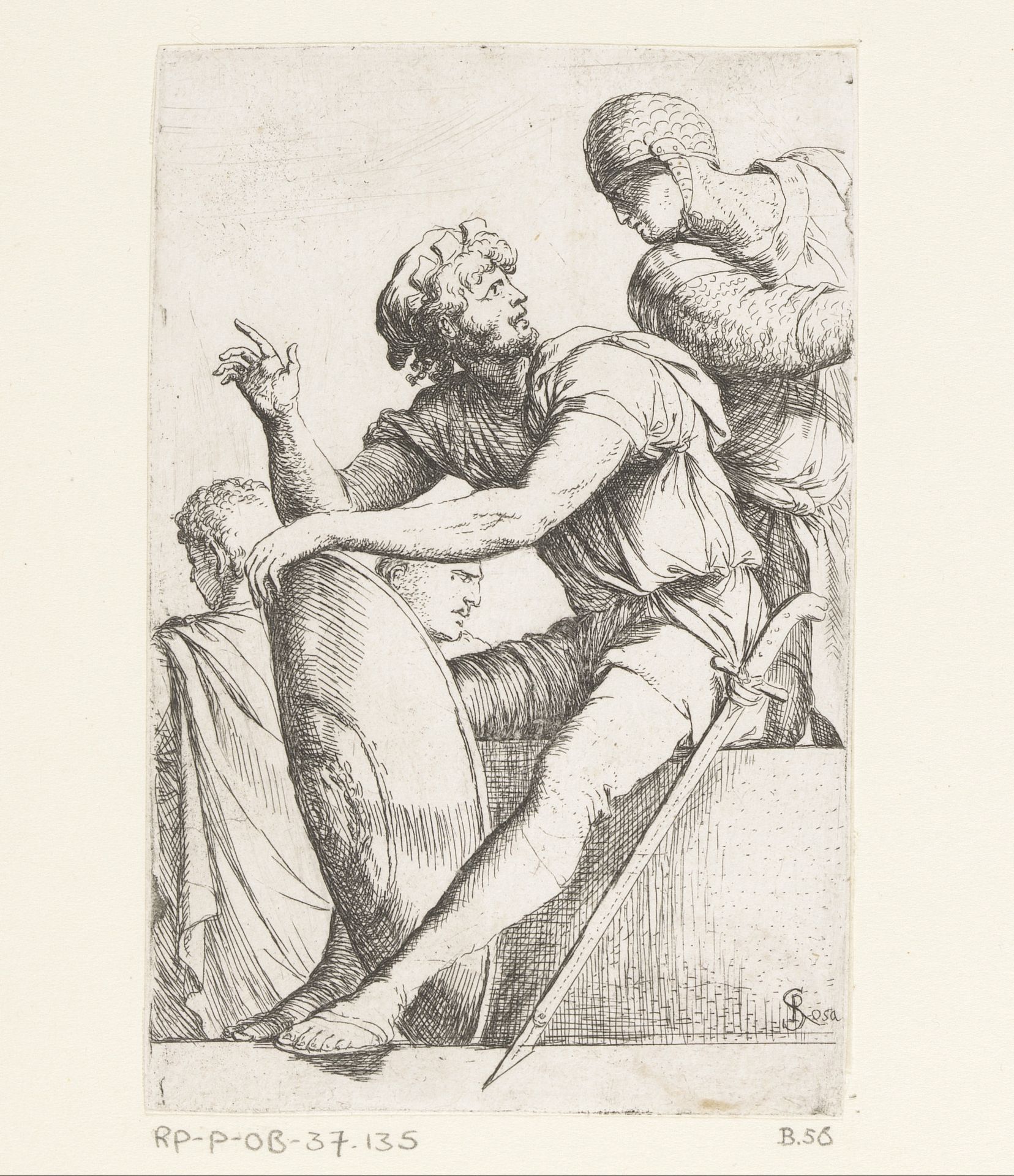 Vier soldaten by Salvator Rosa