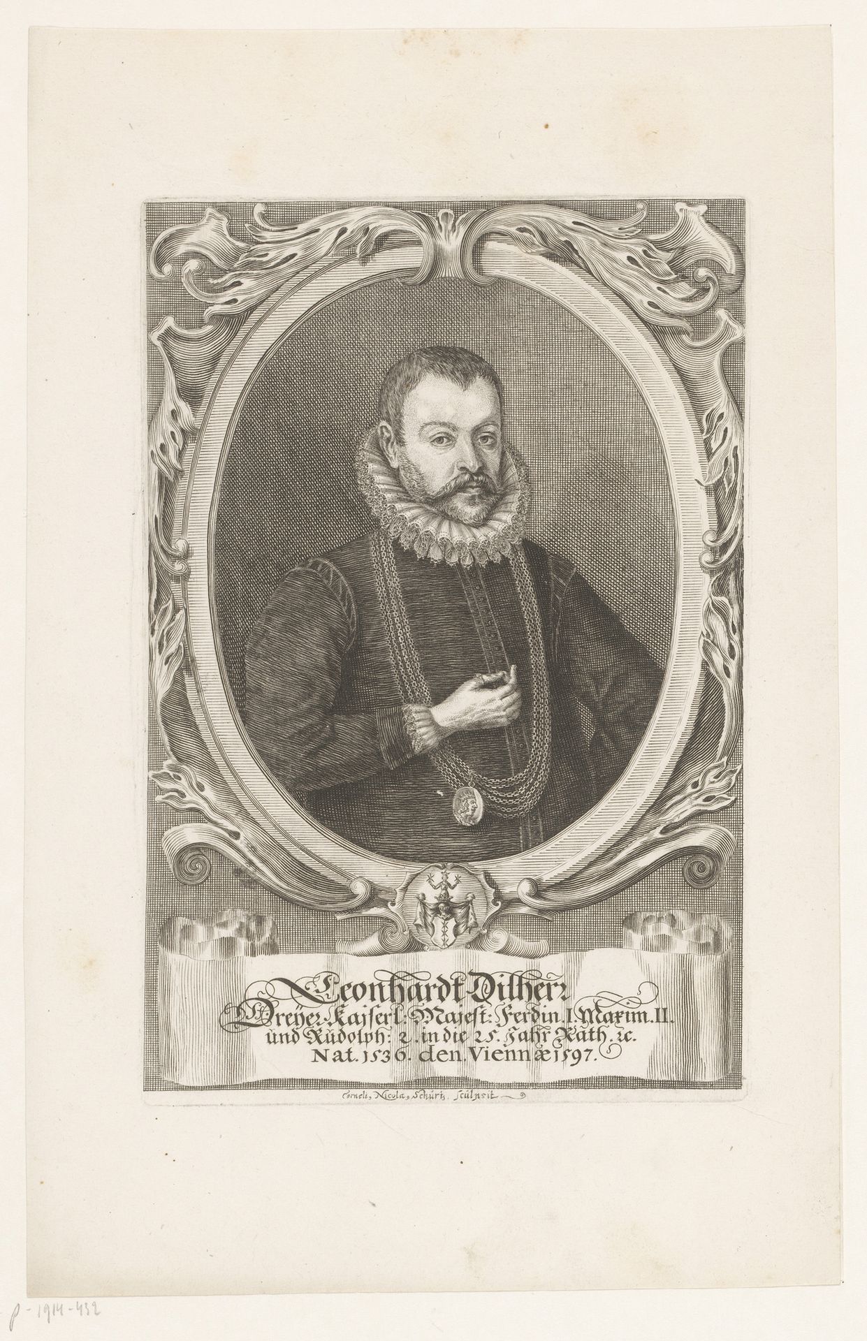 Portret van Leonhard Dilherr by Cornelis Nicolaus Schurtz