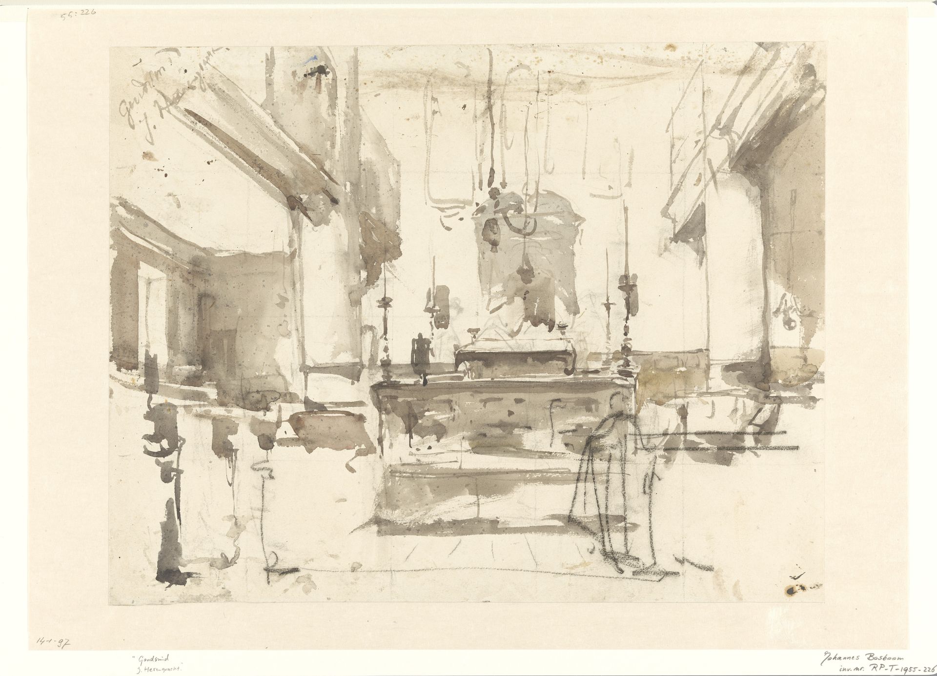 Interieur van een synagoge by Johannes Bosboom