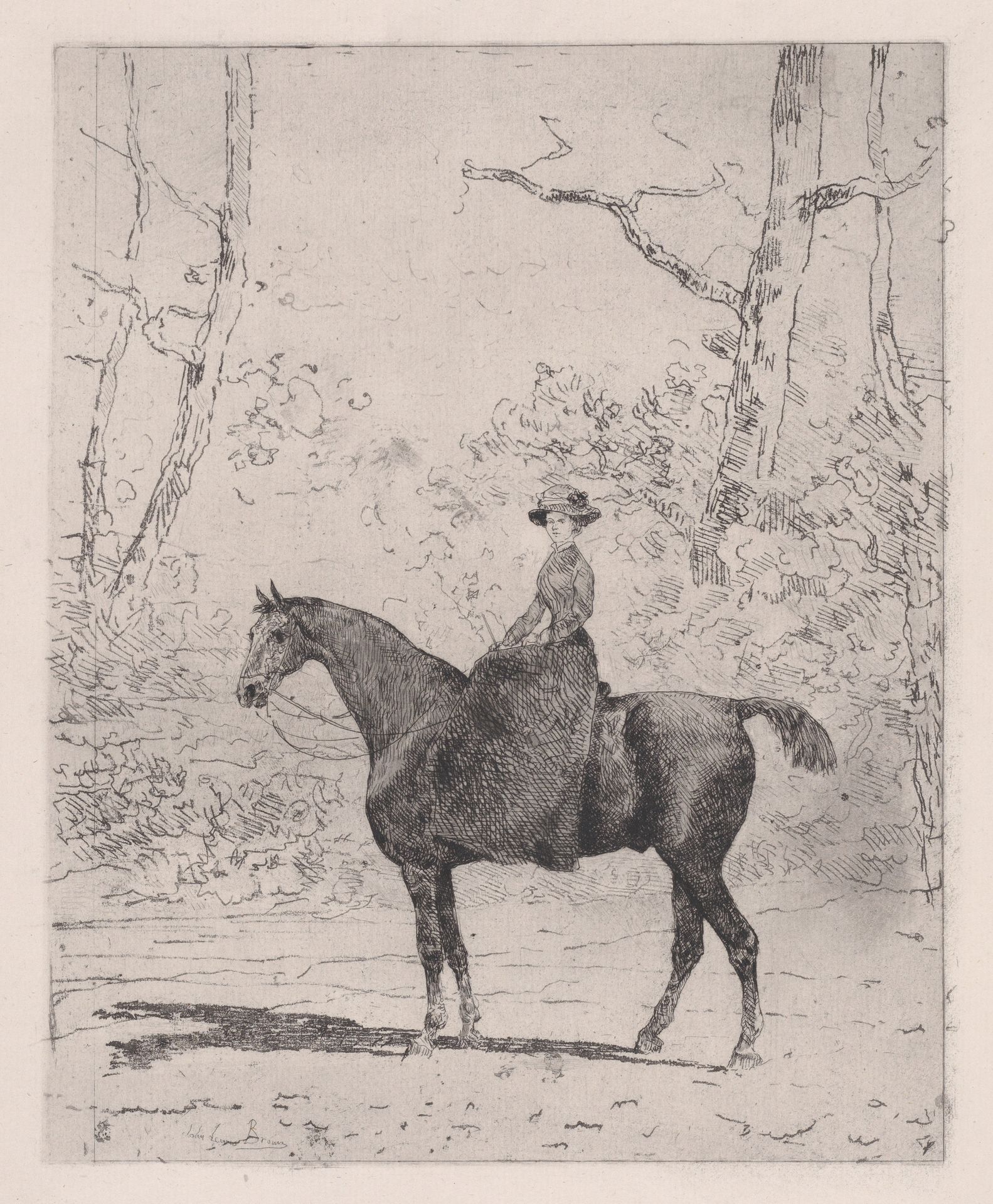 Woman on horseback by John-Lewis Brown
