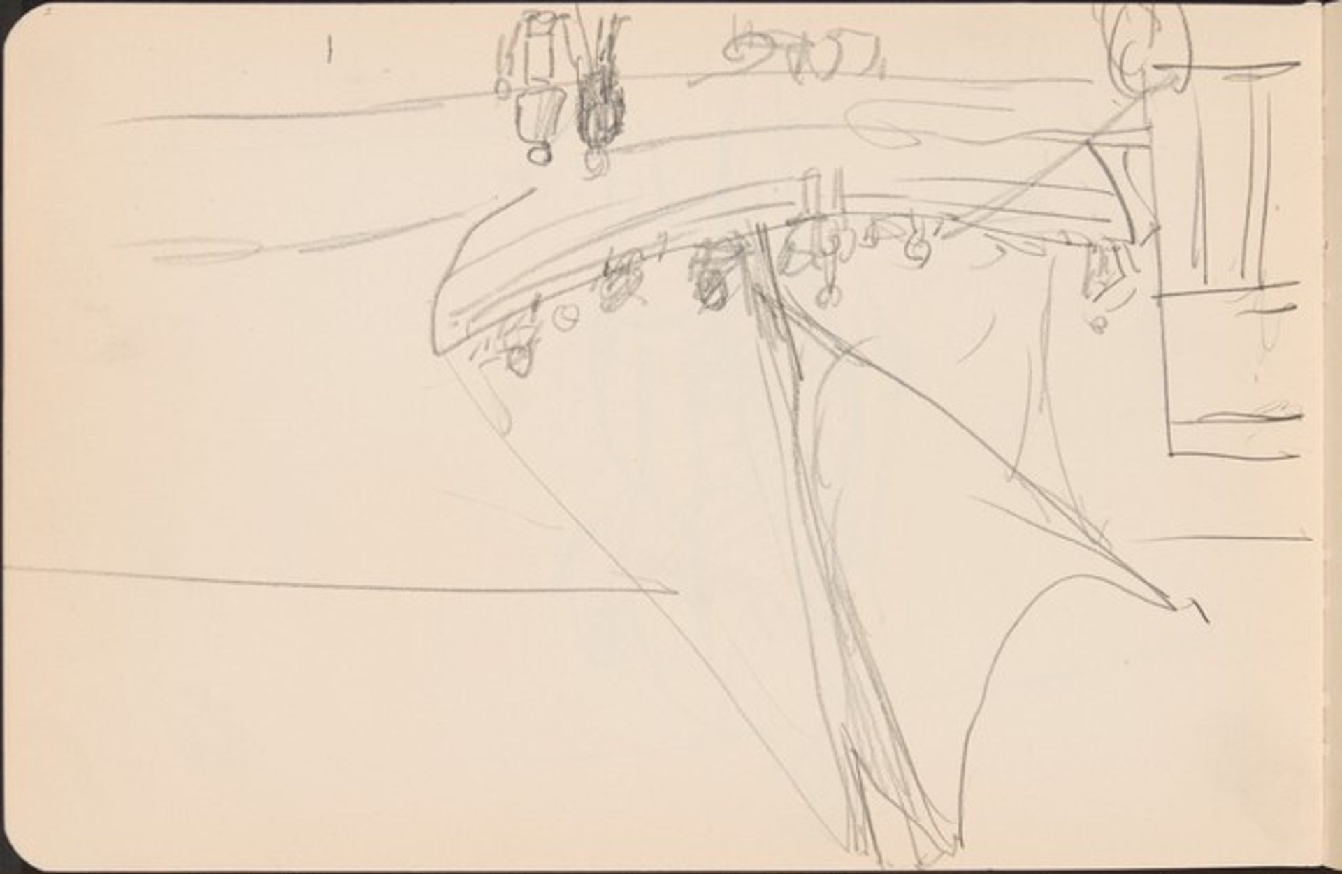 Anlegendes Segelboot und Uferpromenade (Sailboat arriving at Embankment) [p. 5] by Max Beckmann