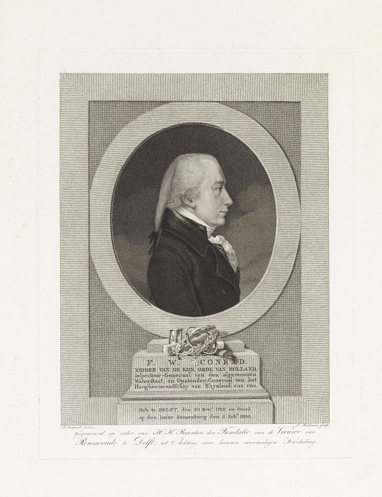 Portret van Frederik Willem Conrad by Ludwig Gottlieb Portman