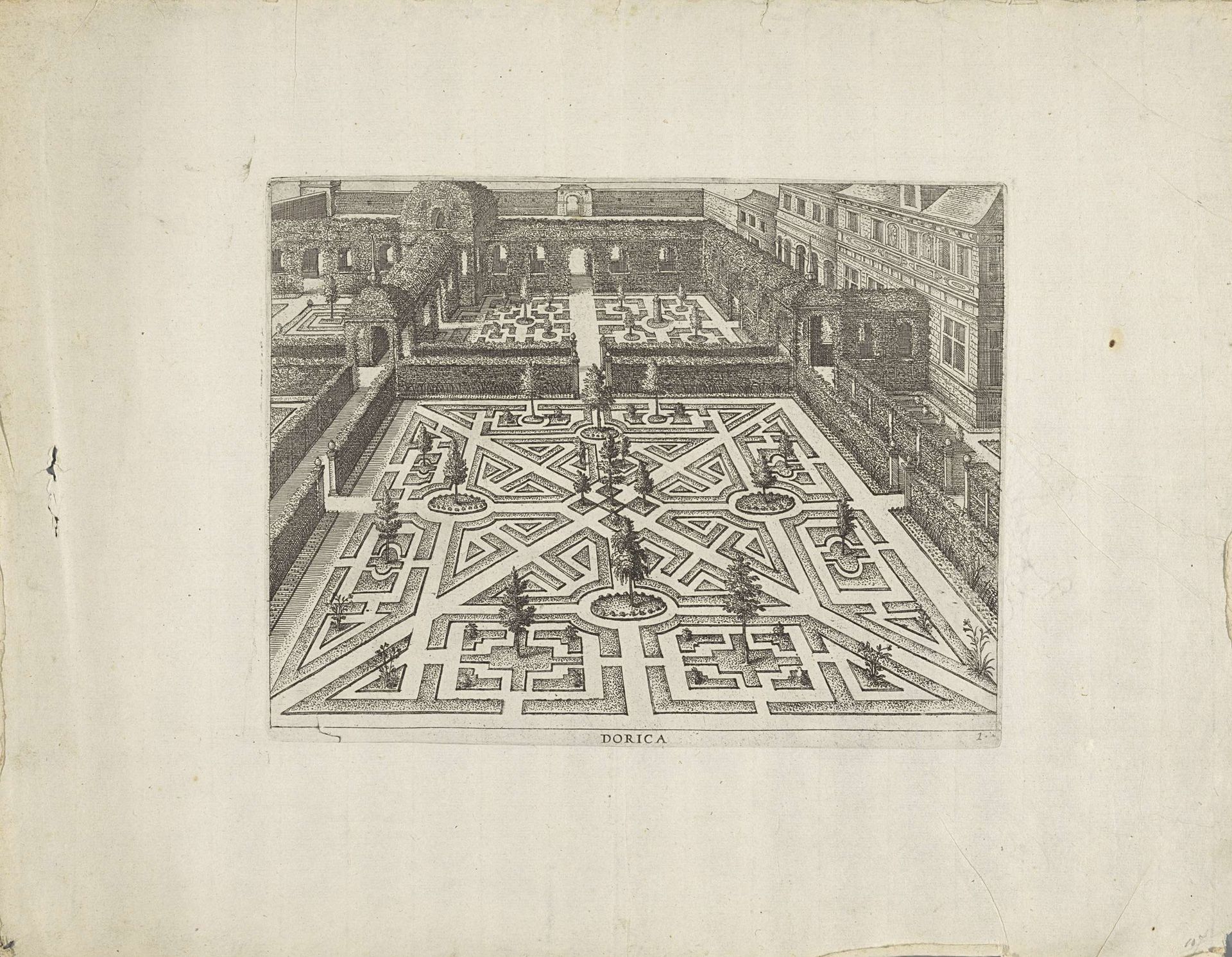 Tuin met centrale parterre en diagonale paden by Anonymous