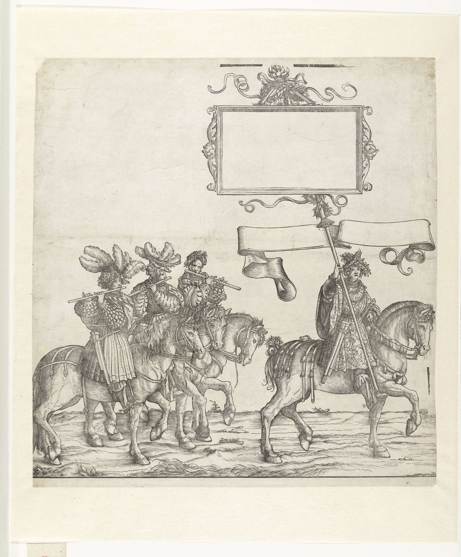 Fluitspelers en standaarddrager te paard by Hans Burgkmair