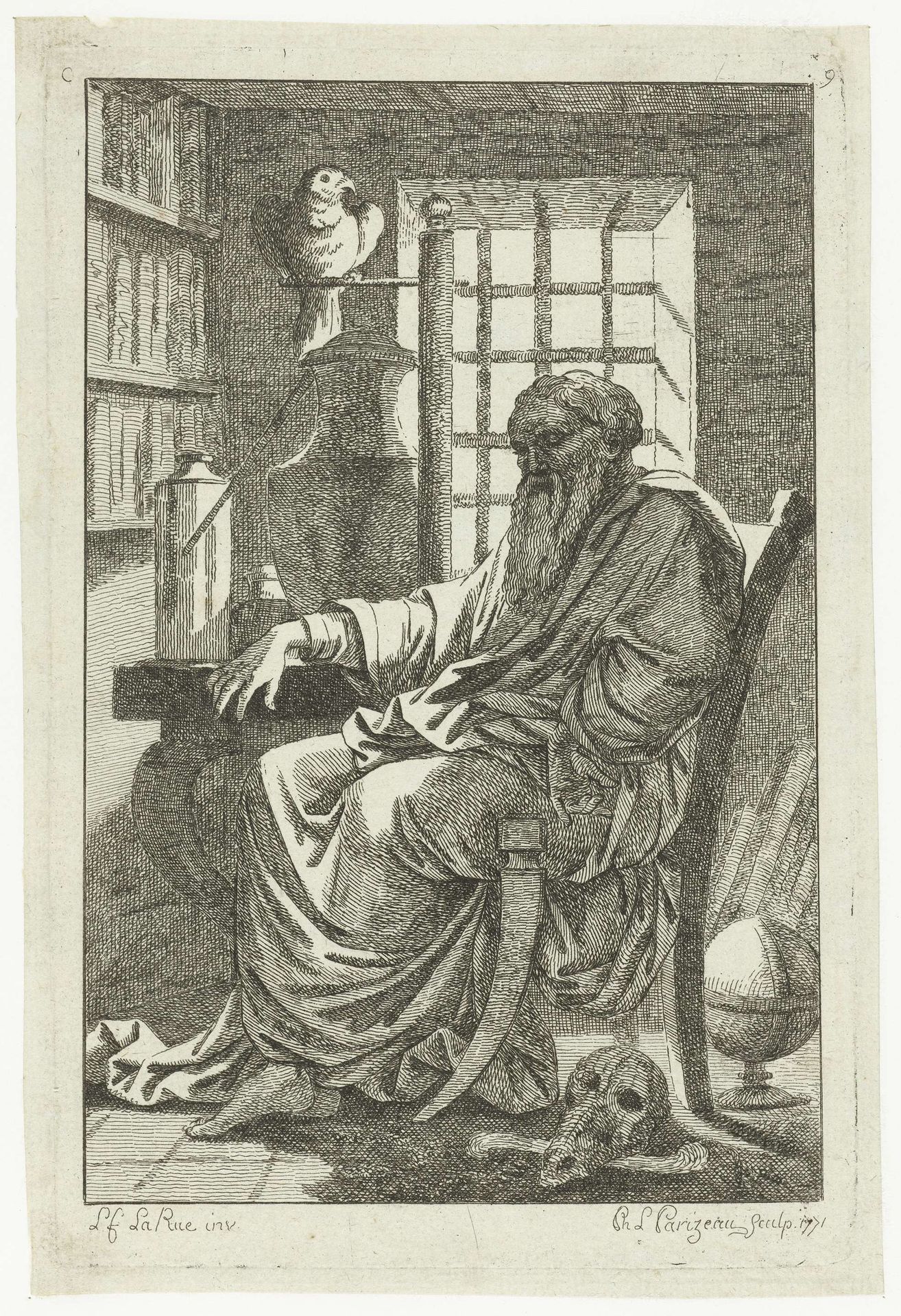 Geleerde in zijn studeervertrek by Philippe Louis Parizeau