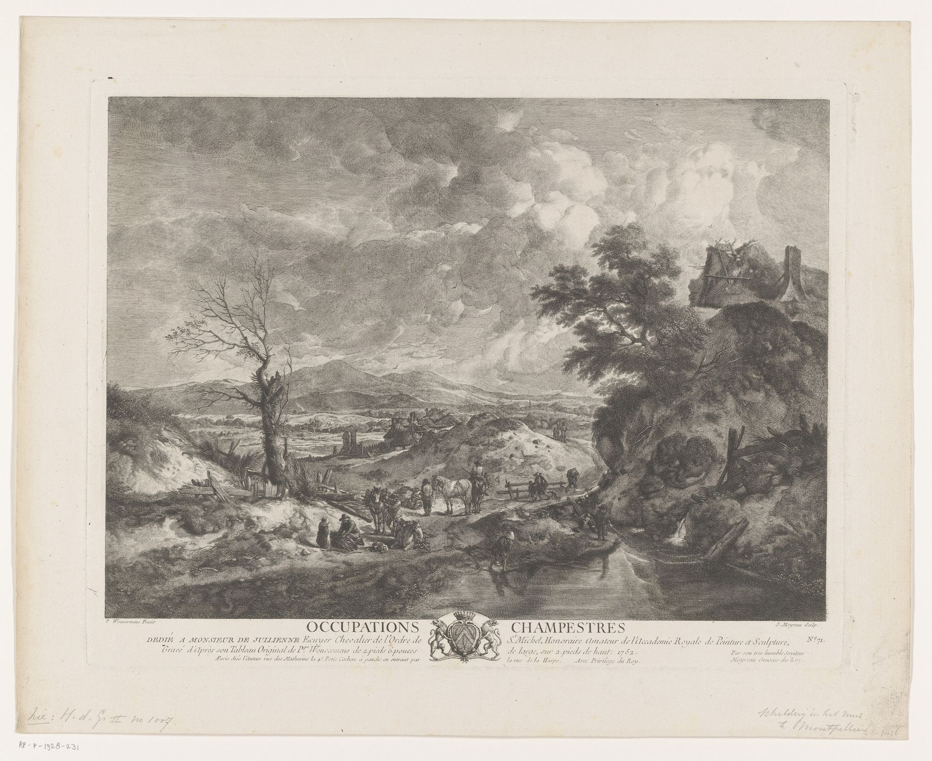 Landschap met houtsprokkelaars by Jean Moyreau