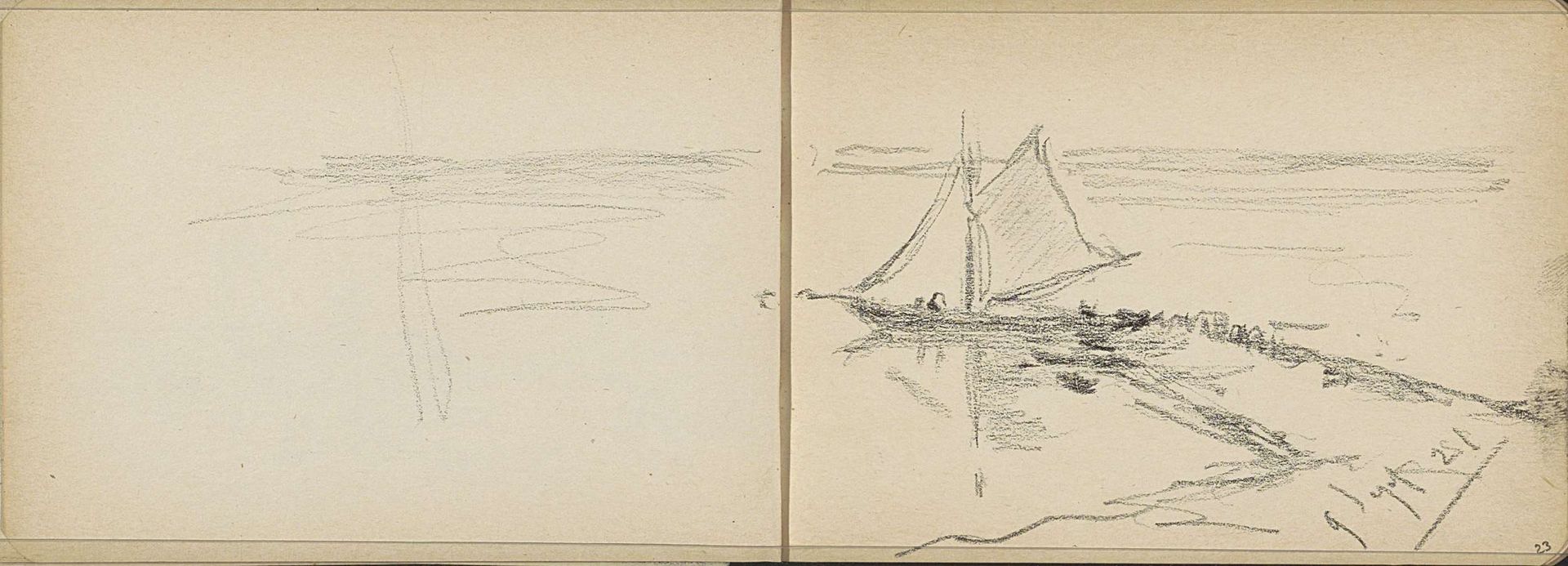 Zeilboot bij een stormbreker by Willem Cornelis Rip