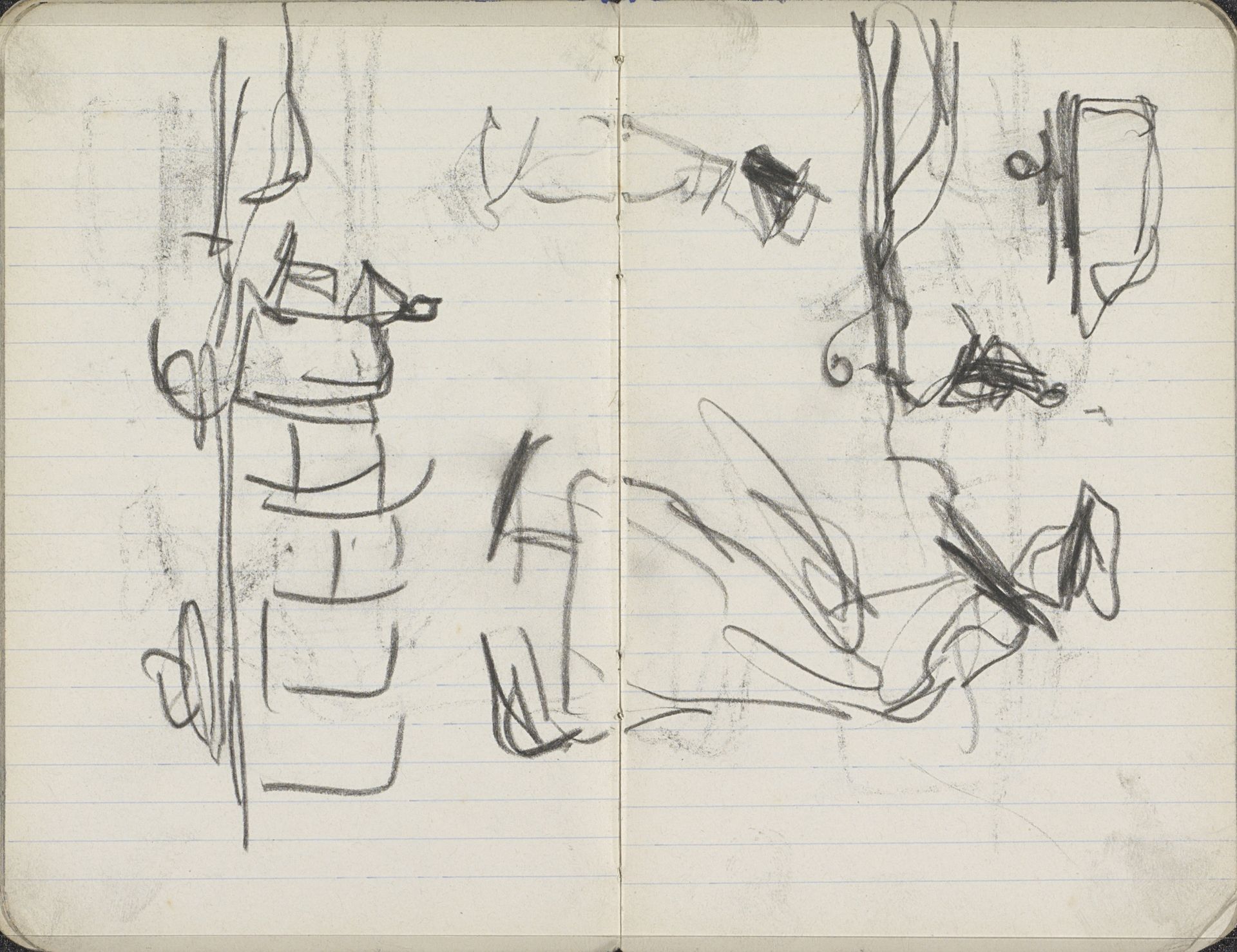 Studieblad met sleperswagens en figuren by George Hendrik Breitner