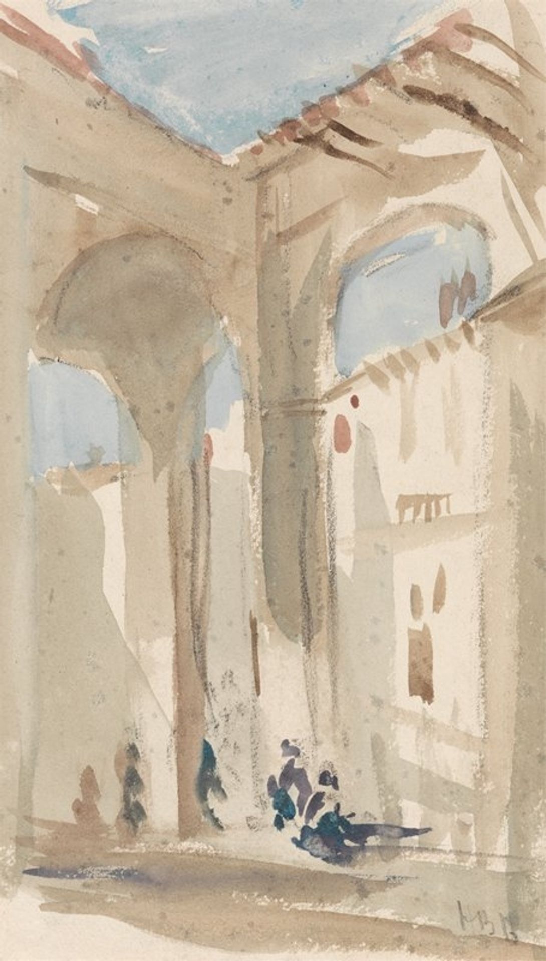 Figures in an eastern colonnade by Hercules Brabazon Brabazon