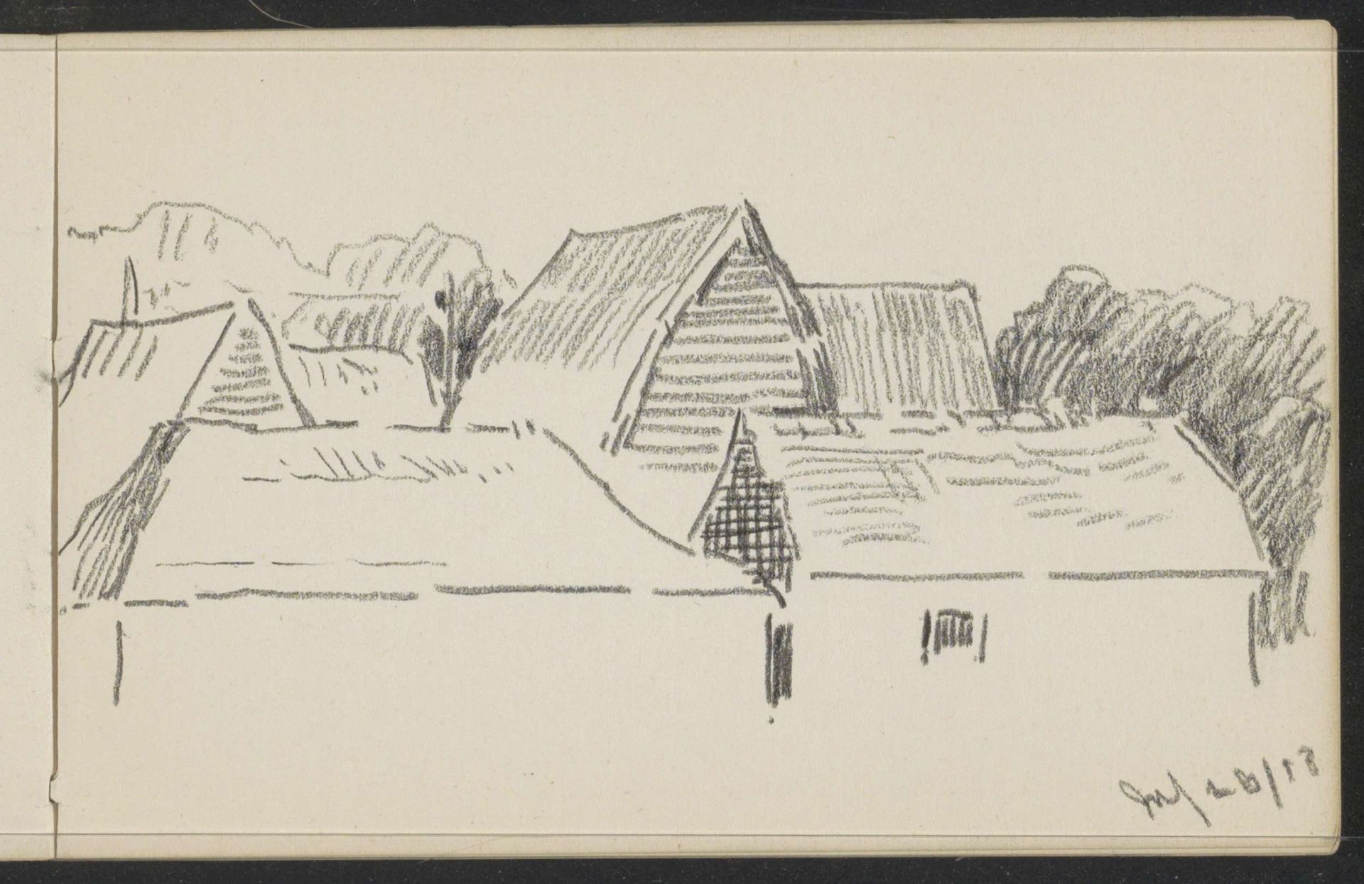Gezicht op de daken van huizen by Alexander Shilling