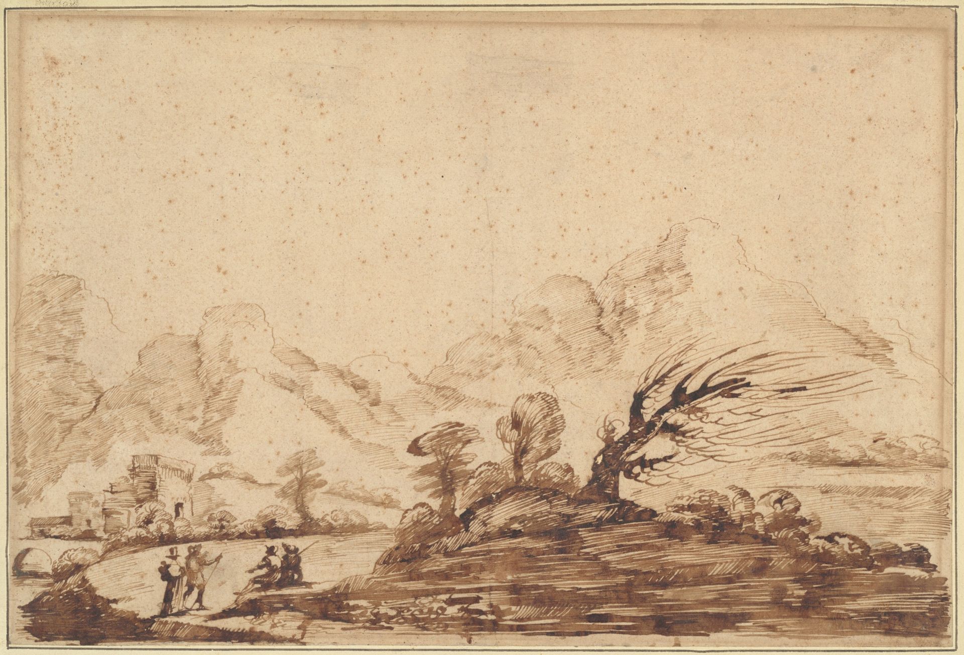 Landscape with Figures by Guercino