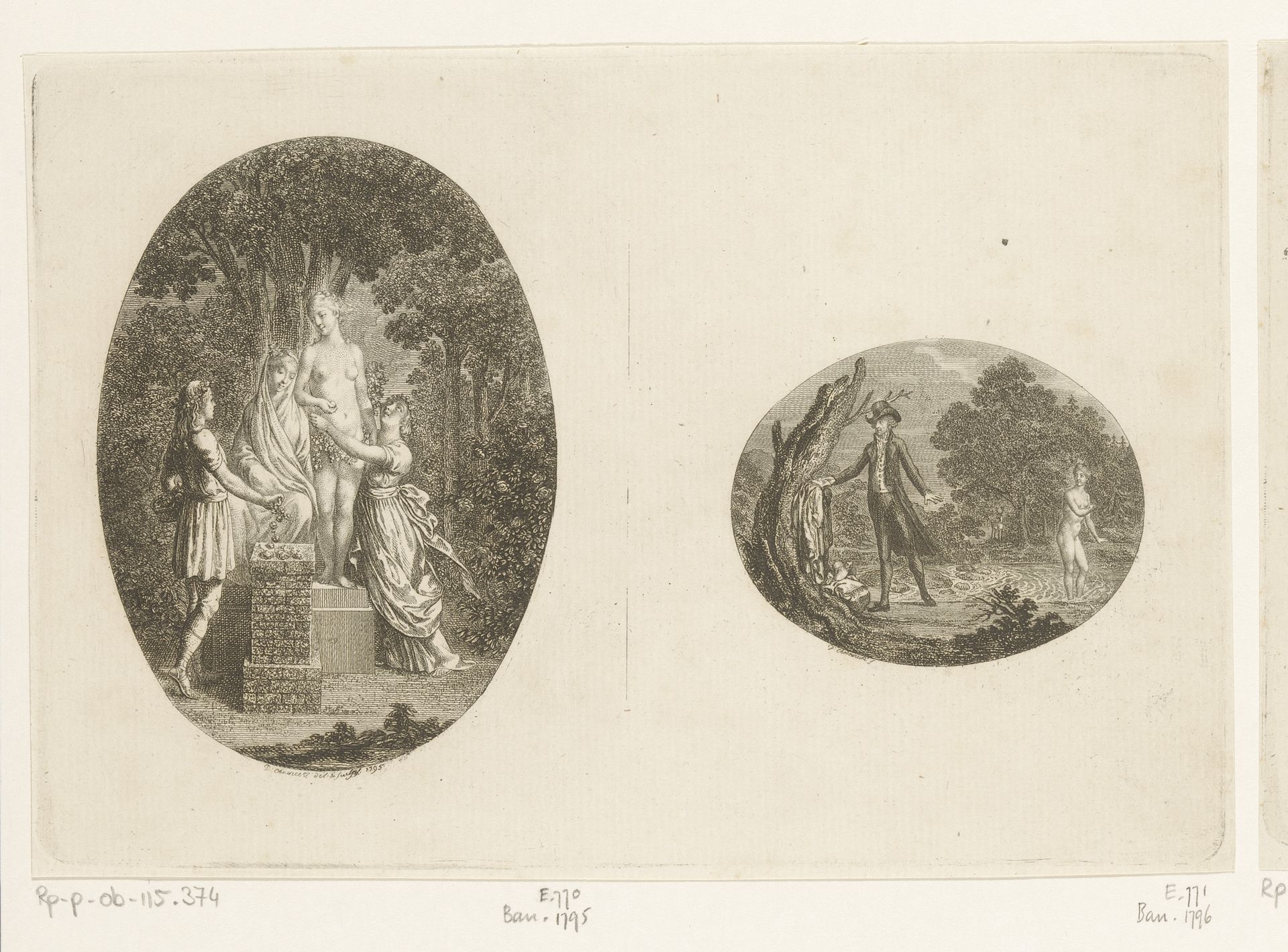 Twee voorstellingen uit Feyer der Liebe by Daniel Nikolaus Chodowiecki