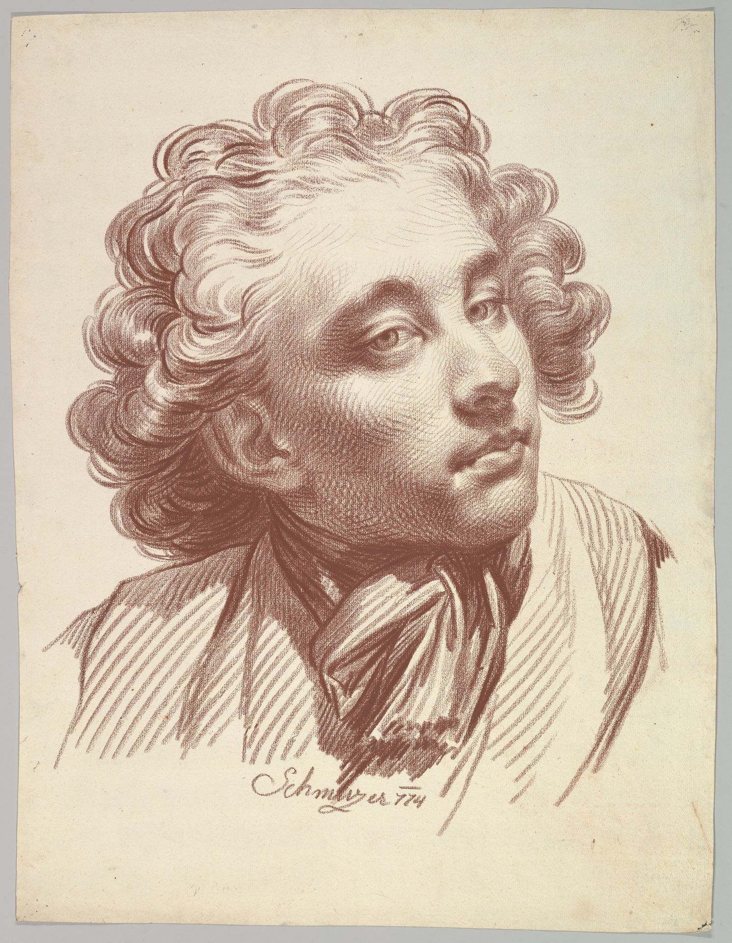 Head of a Young Man Looking Right by Jakob Matthias Schmutzer