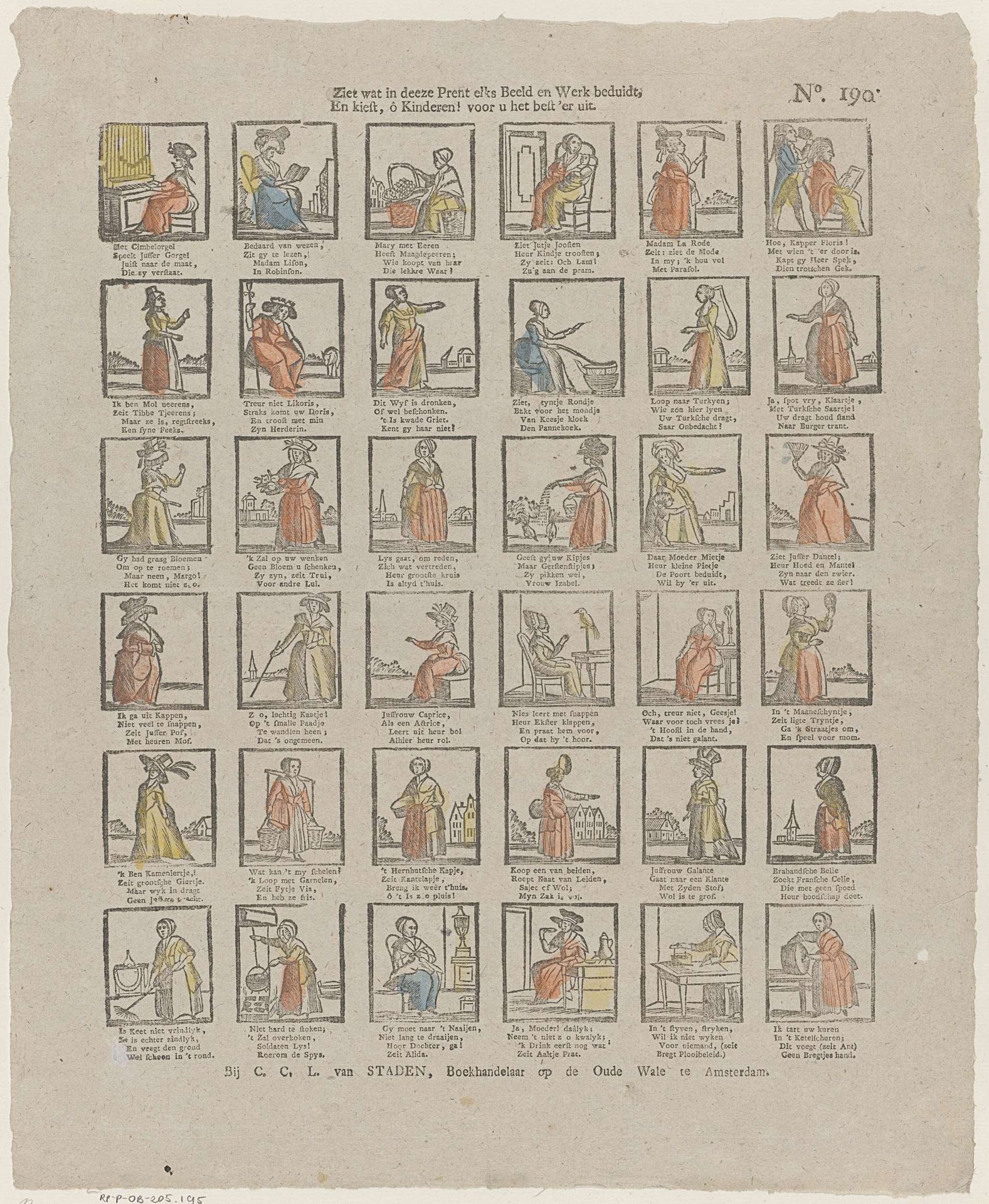 Ziet wat in deeze prent elks beeld en werk beduidt, / En kiest, ô kinderen! voor u het best 'er uit by C.C.L. van Staden