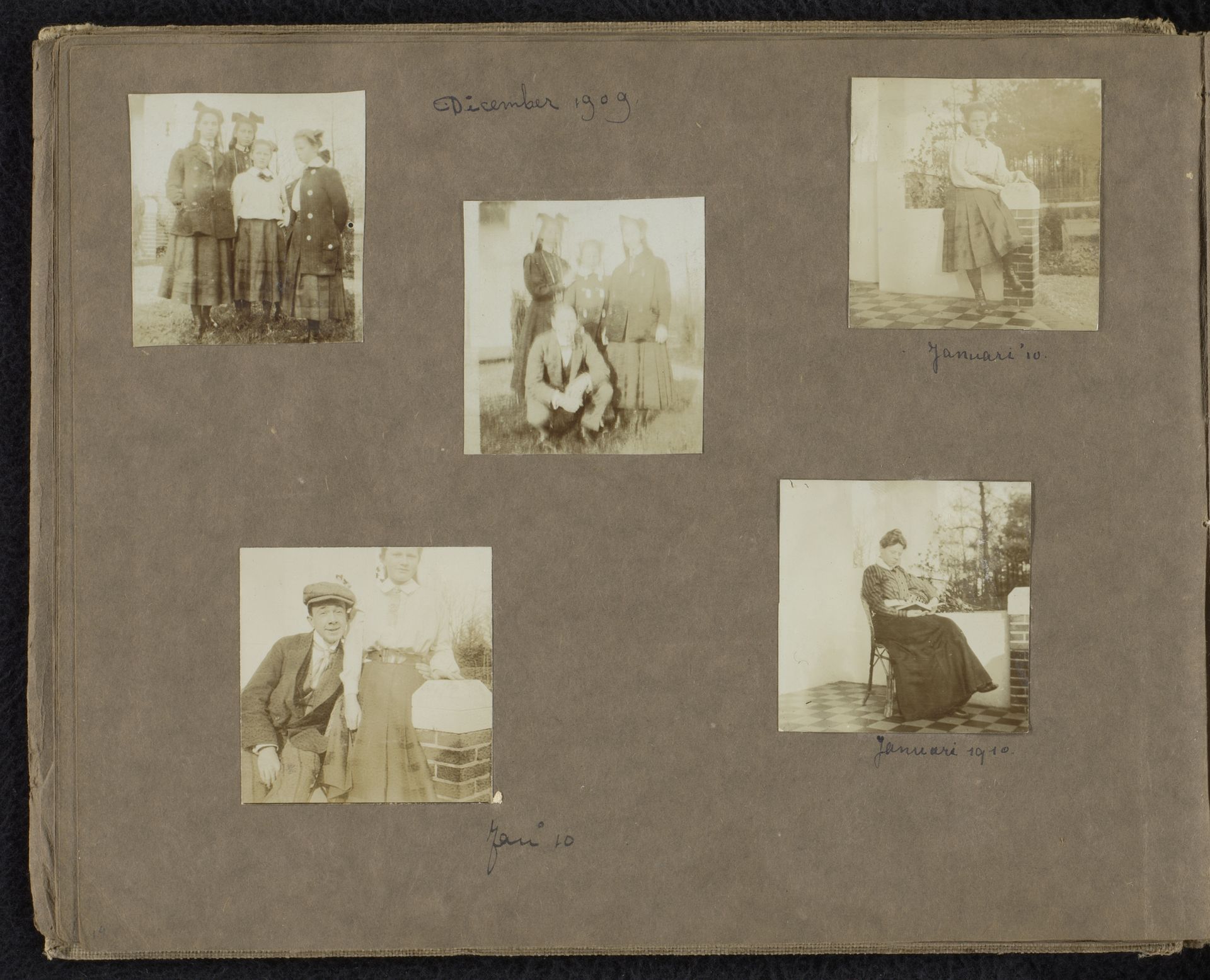Vijf foto's van de familie Onnen met vrienden, Hilversum by Carolina (Loentje) Frederika Onnen