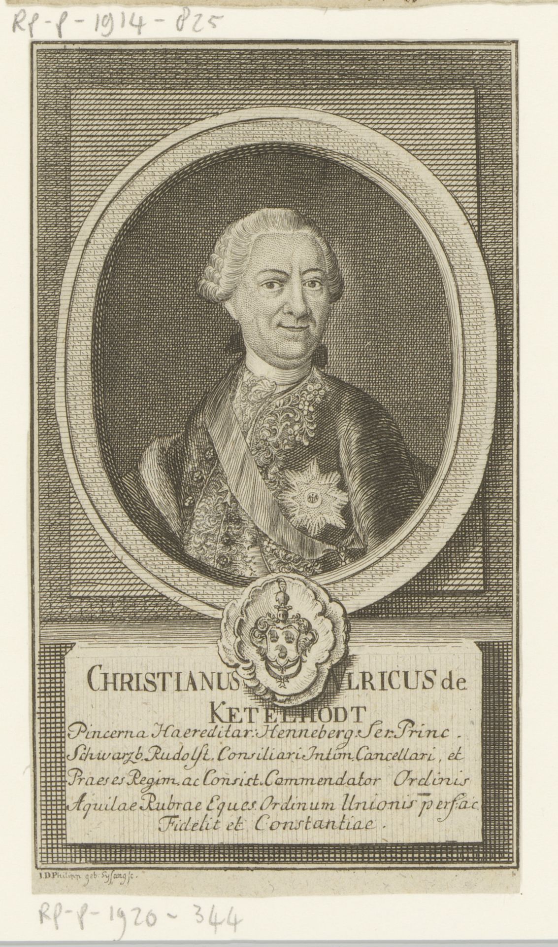 Portret van Christian Ulrich von Ketelhoedt by Johanna Dorothea Sysang