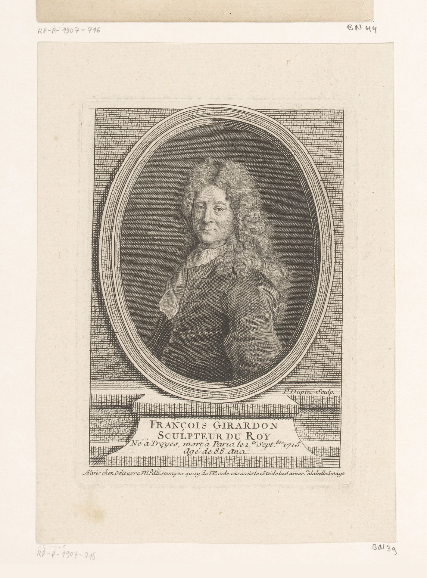 Portret van François Girardon by Pierre Dupin