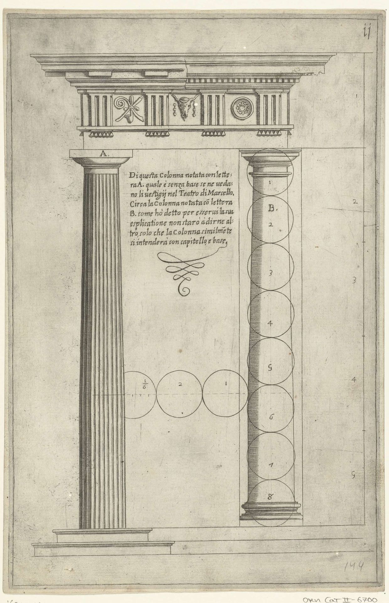 Twee Dorische zuilen met kapitelen en een hoofdgestel by Anonymous