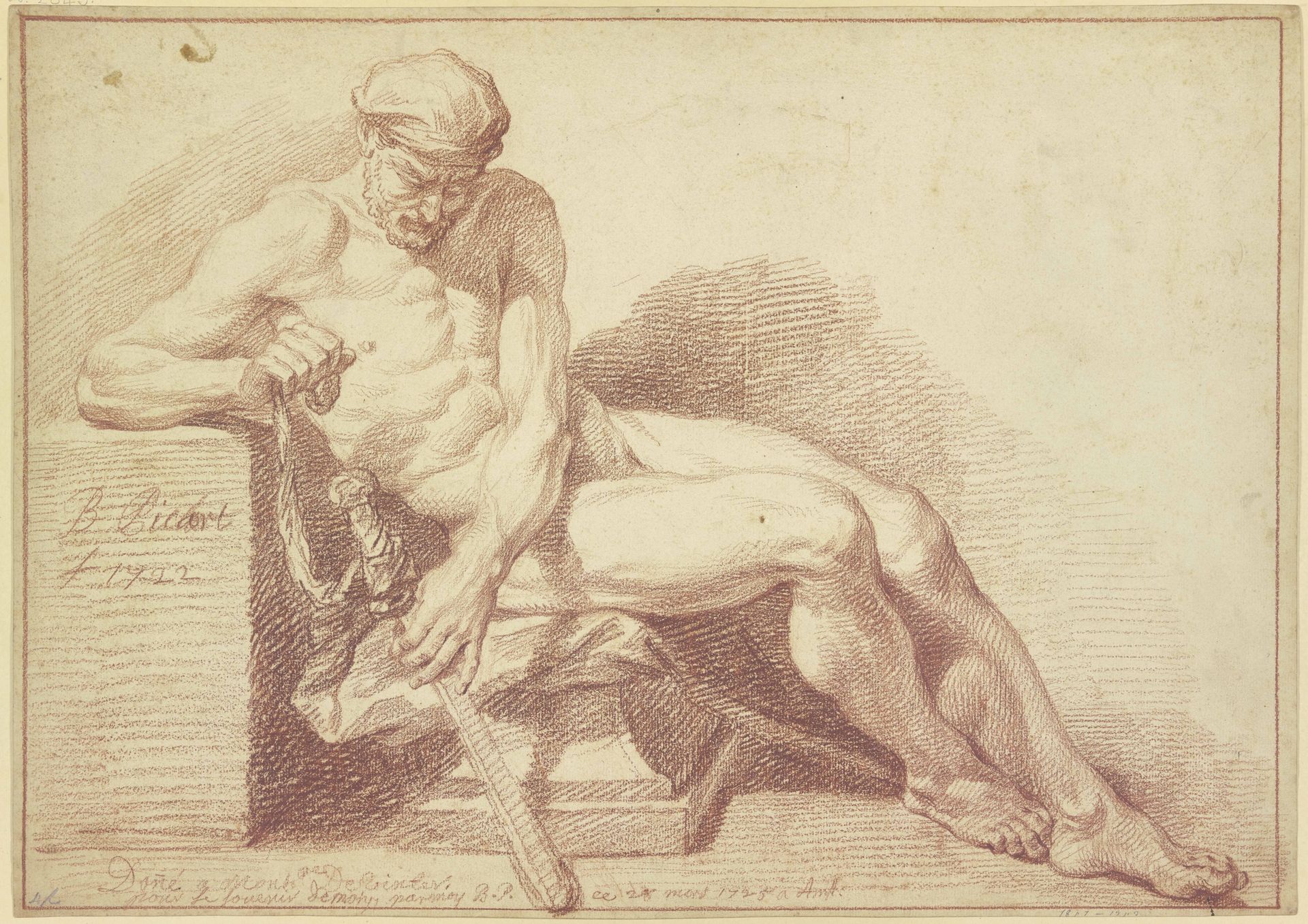Academy study_ Seated nude with a sword by Bernard Picart