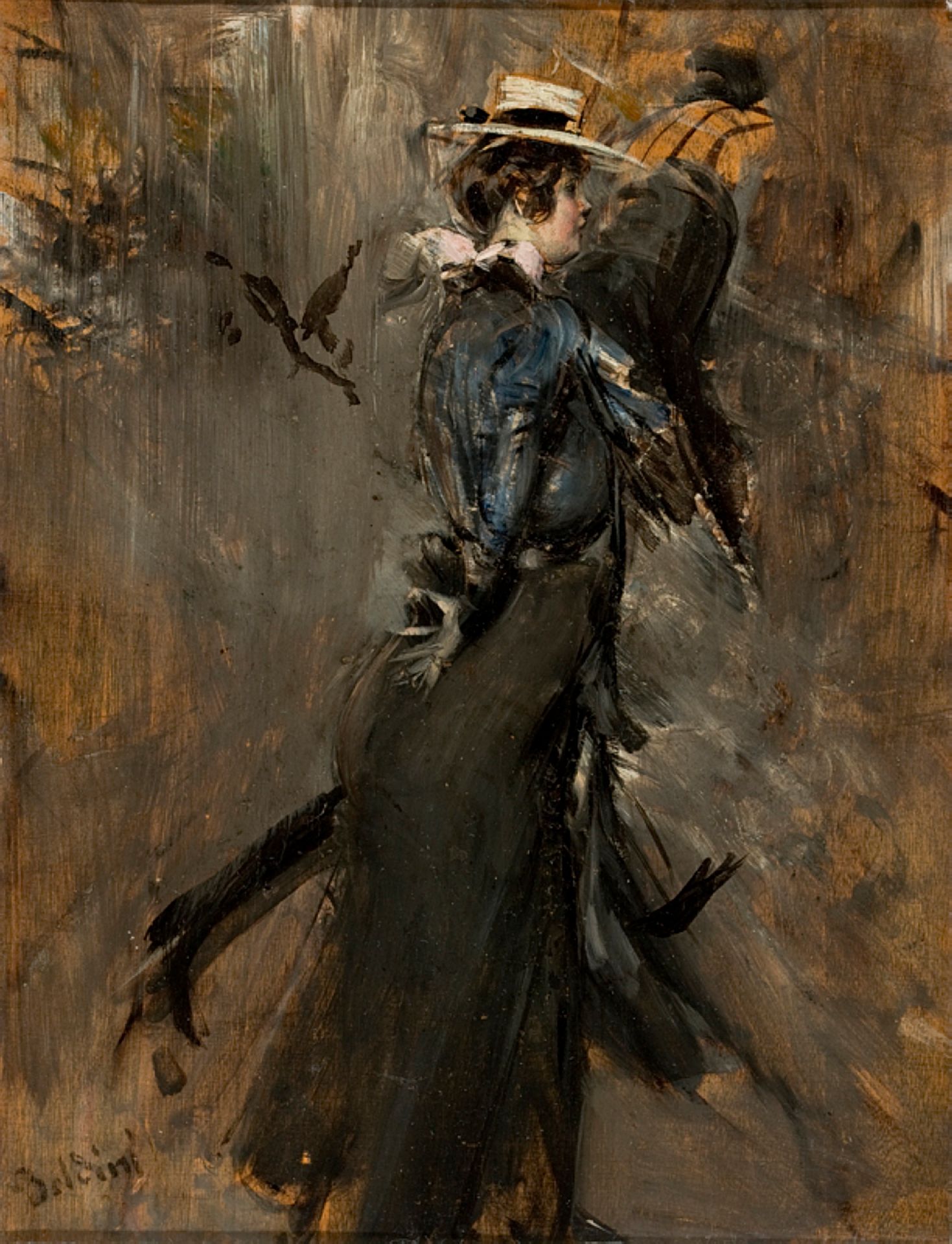 Lady Wearing a Straw Bonnet (Morning Promenade) by Giovanni Boldini