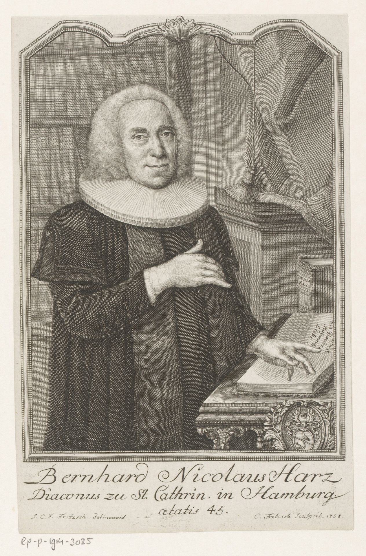 Portret van Bernhard Nicolaus Harz op 45-jarige leeftijd by Christian Fritzsch