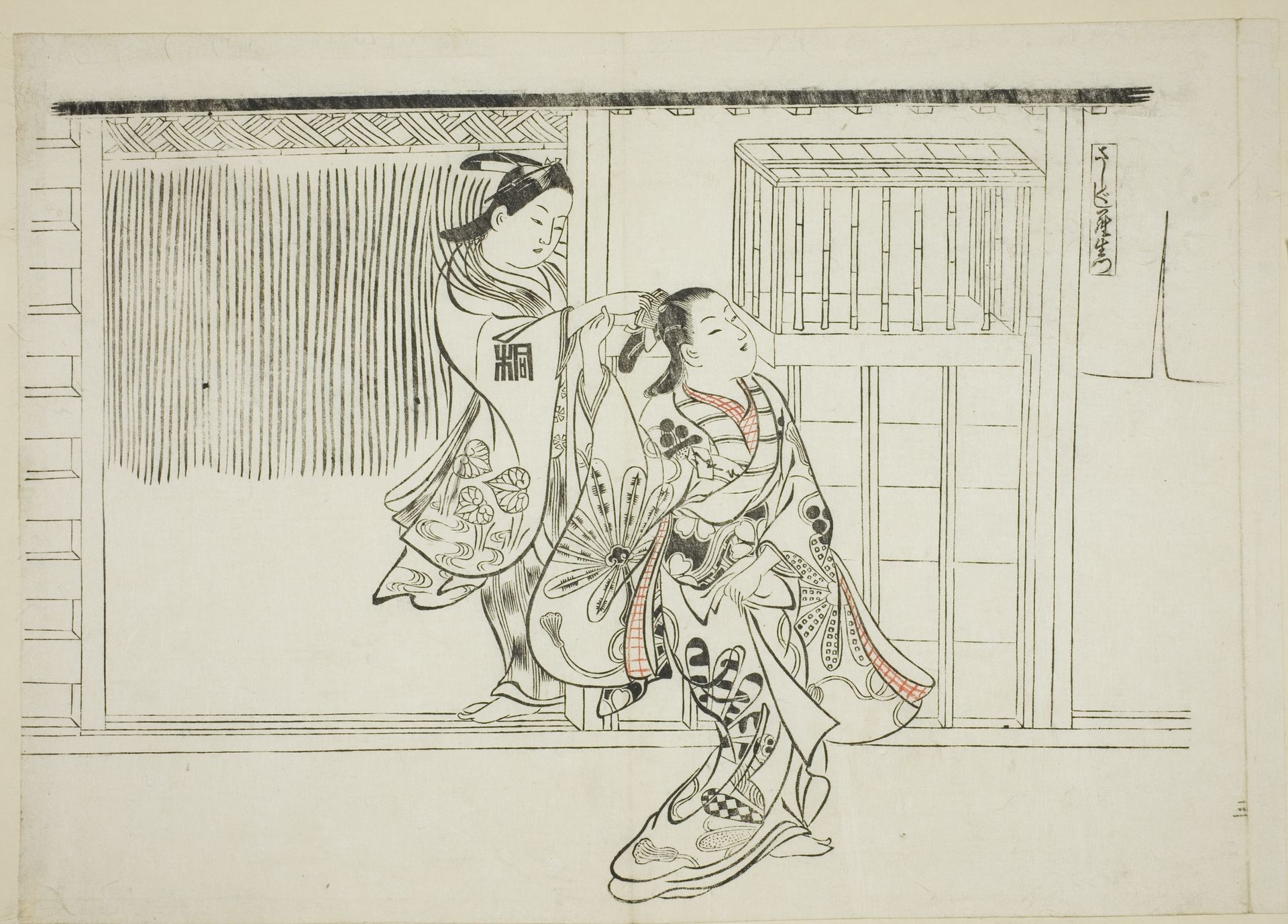 Comb Rashomon (Sashigushi Rashomon), no. 3 from a series of 12 prints depicting parodies of plays by Okumura Masanobu