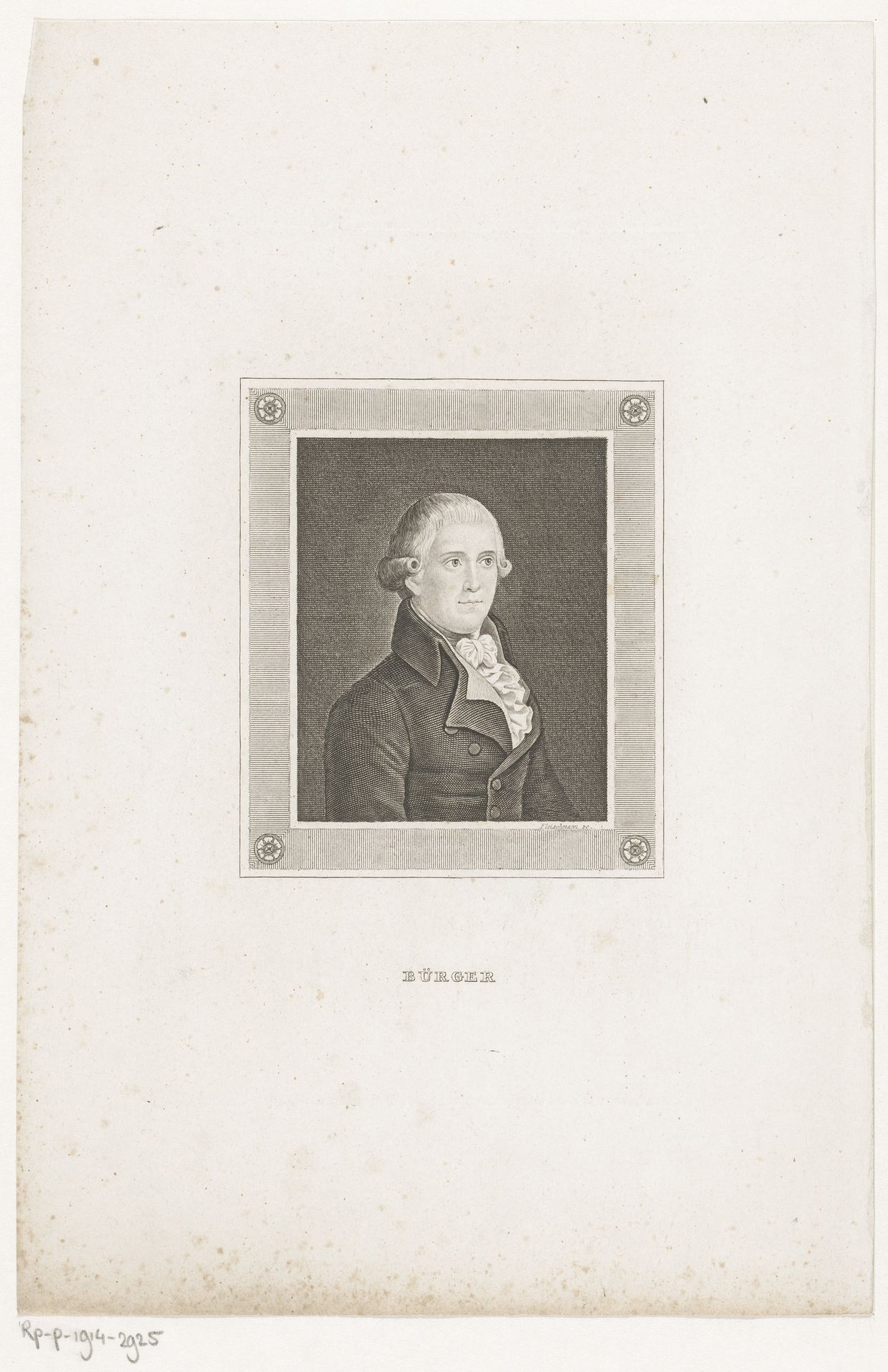Portret van Gottfried August Bürger by Friedrich Fleischmann